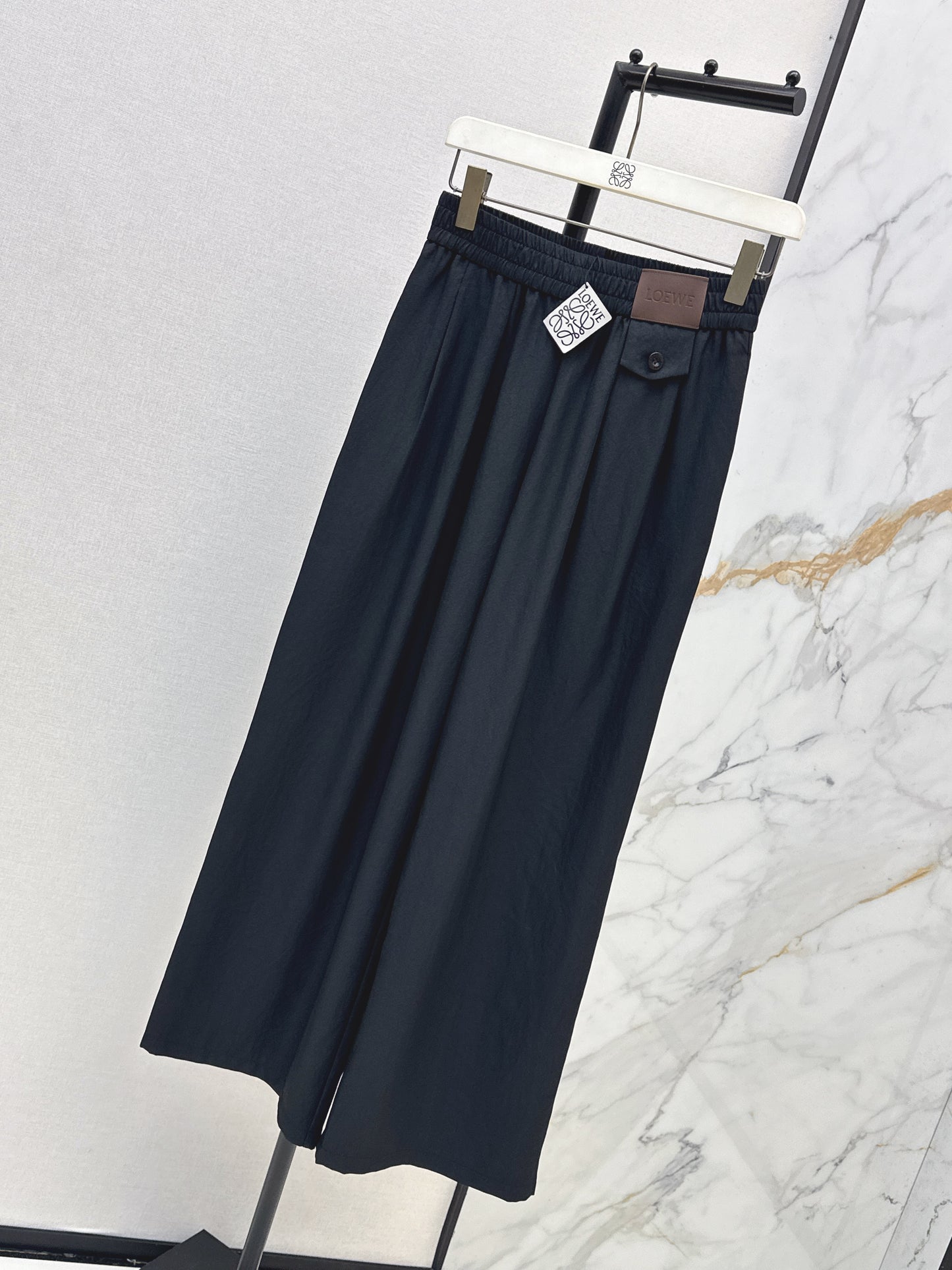 26SS NEW Leather brand decorated straight pants