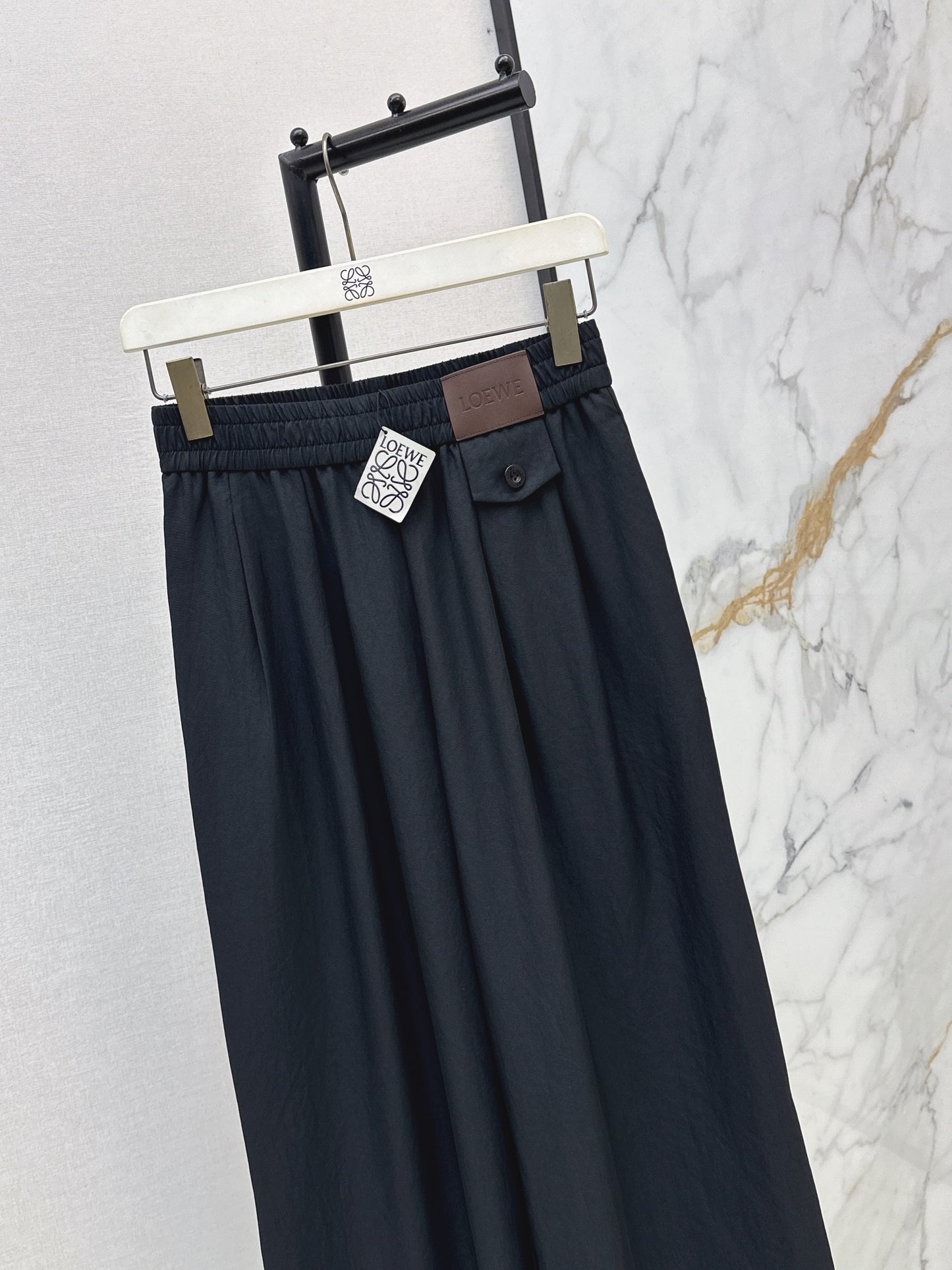 26SS NEW Leather brand decorated straight pants