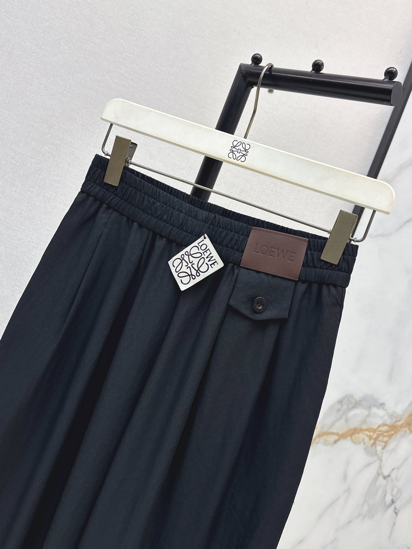 26SS NEW Leather brand decorated straight pants
