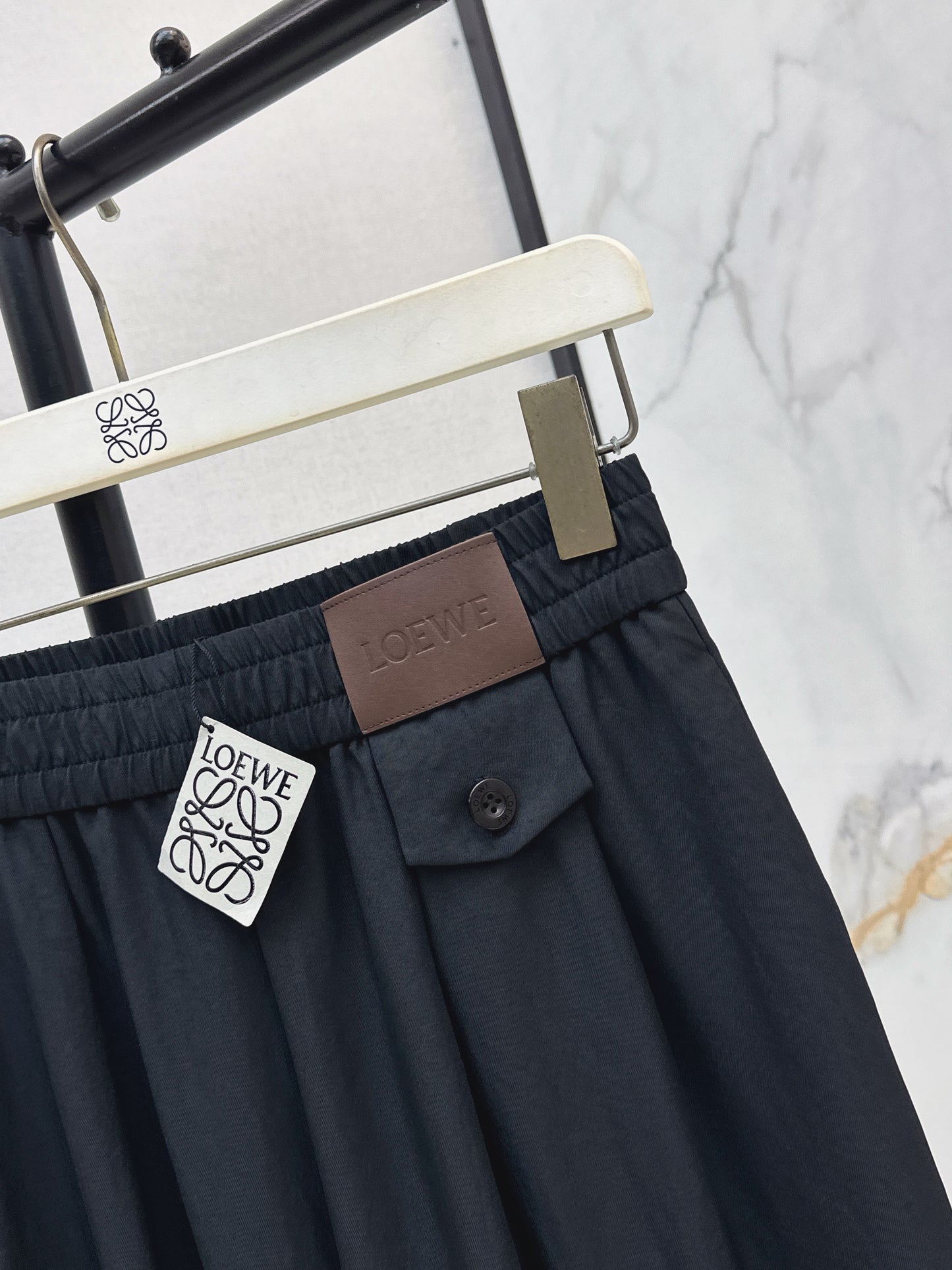 26SS NEW Leather brand decorated straight pants