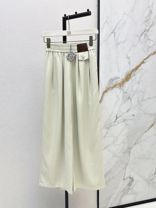 26SS NEW Leather brand decorated straight pants
