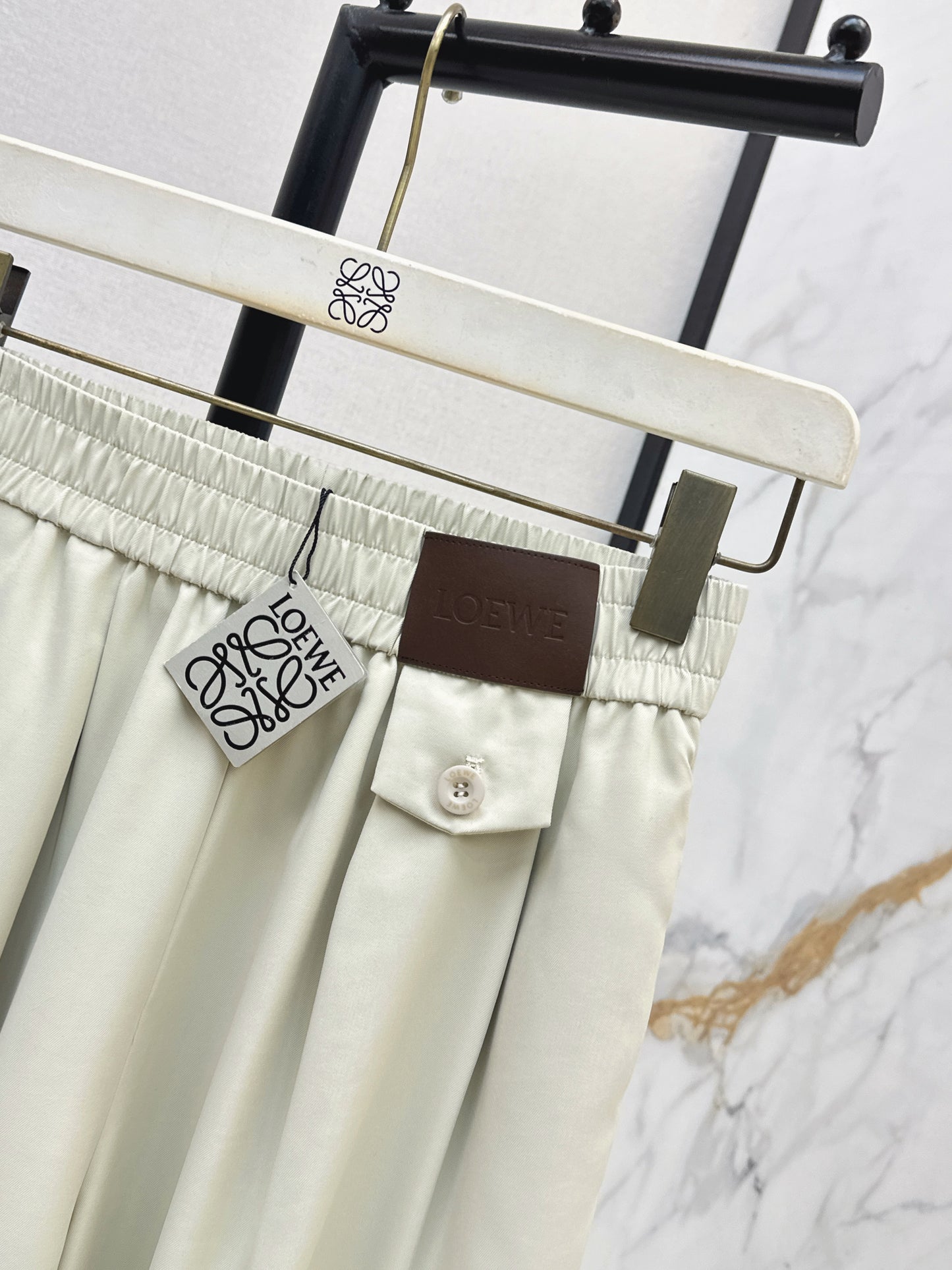 26SS NEW Leather brand decorated straight pants