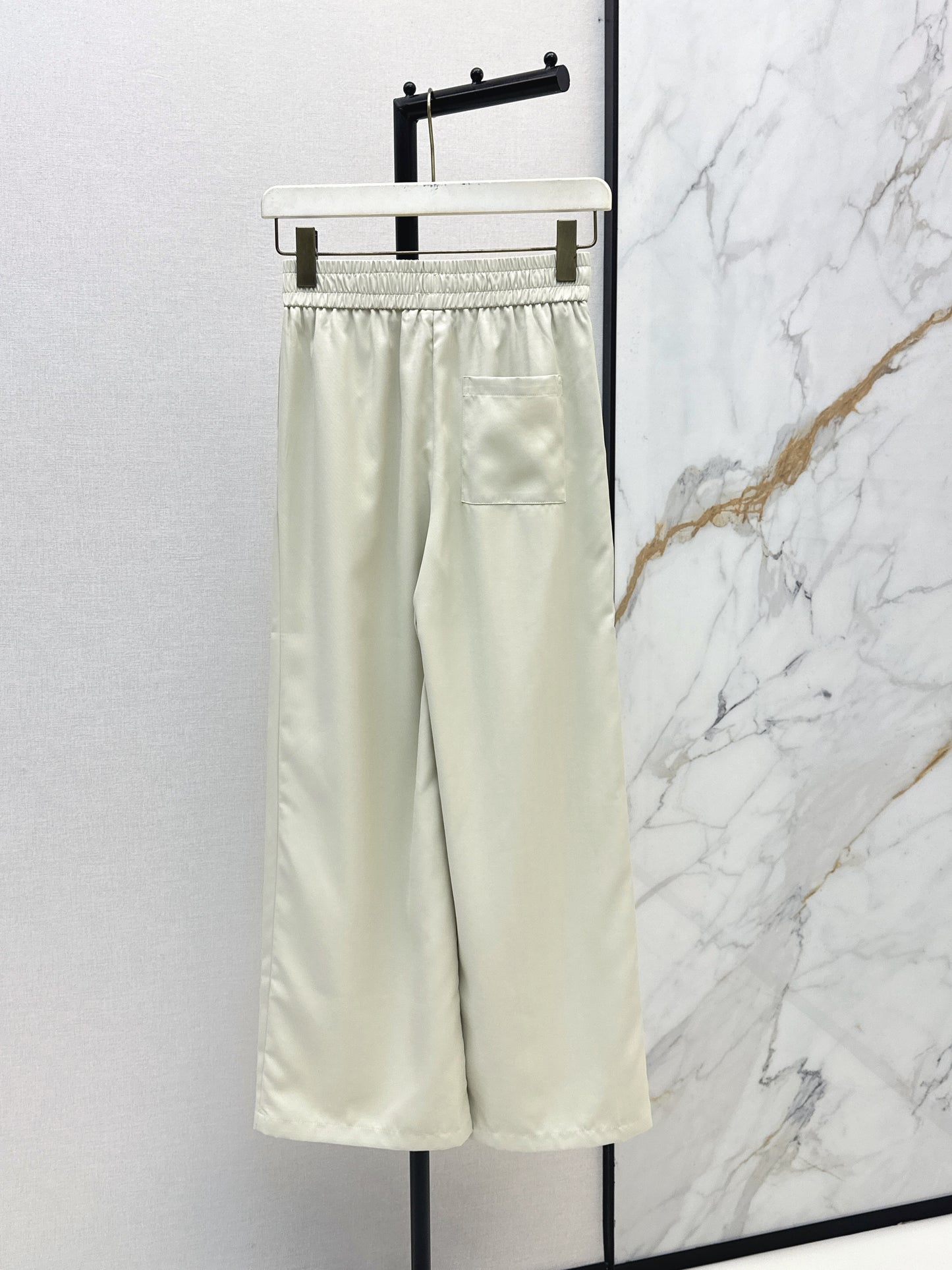 26SS NEW Leather brand decorated straight pants