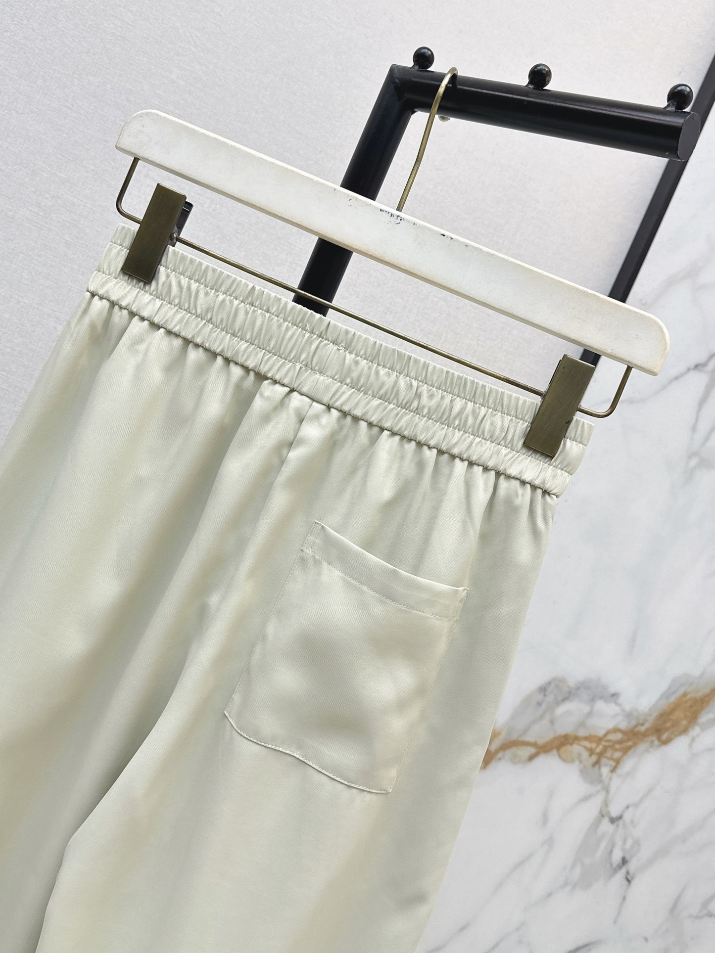 26SS NEW Leather brand decorated straight pants