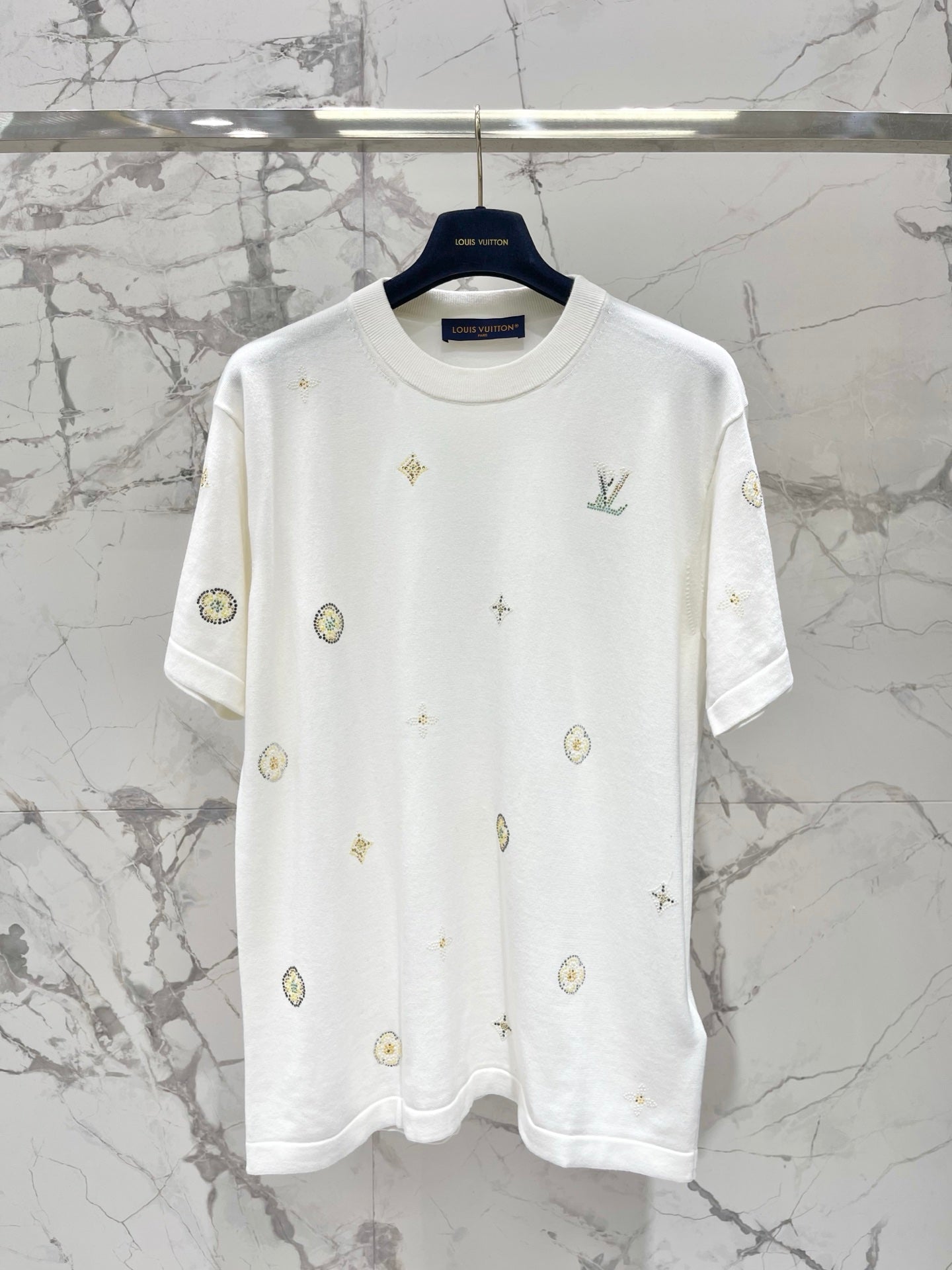 26SS NEW Rhinestone knitted short sleeves