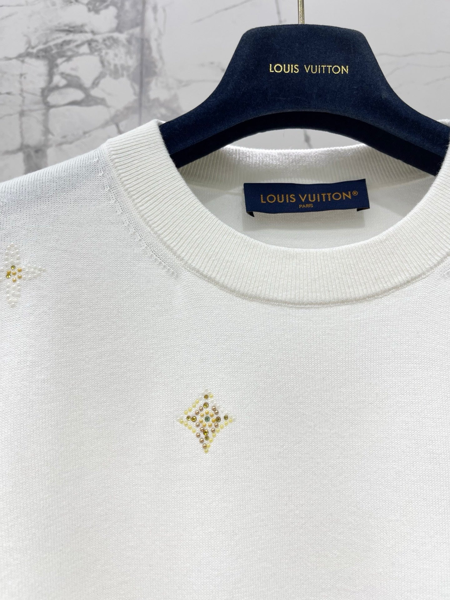 26SS NEW Rhinestone knitted short sleeves