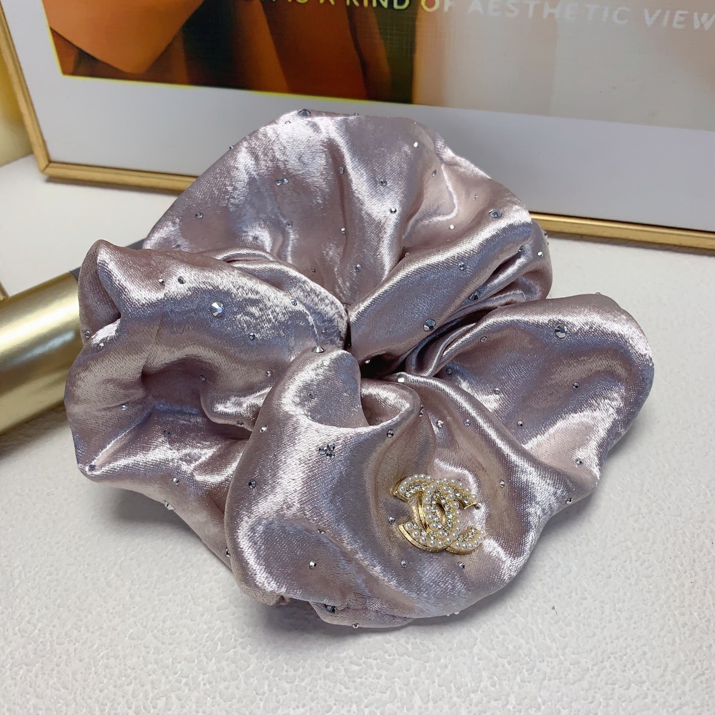26SS NEW Gypsophila pearl logo rubber band hair tie