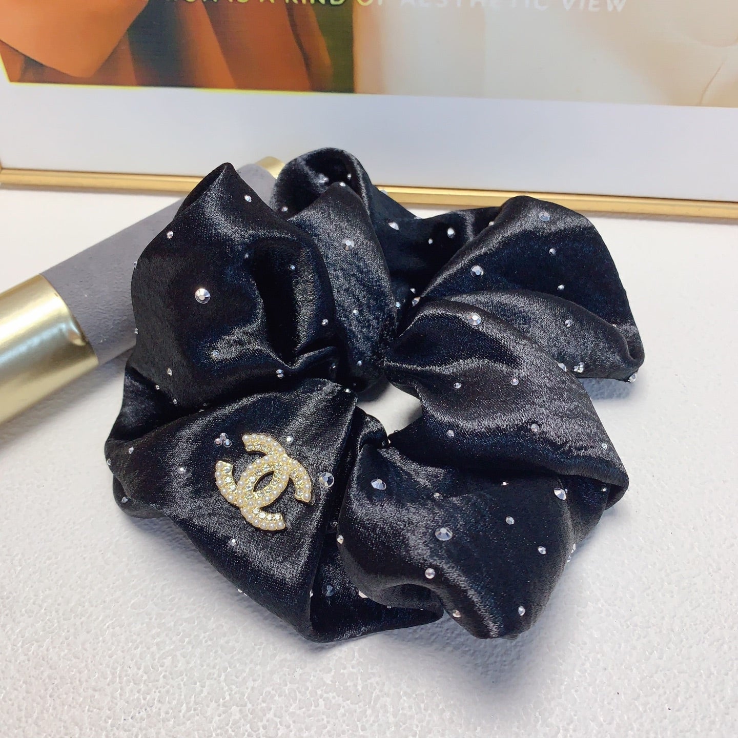 26SS NEW Gypsophila pearl logo rubber band hair tie