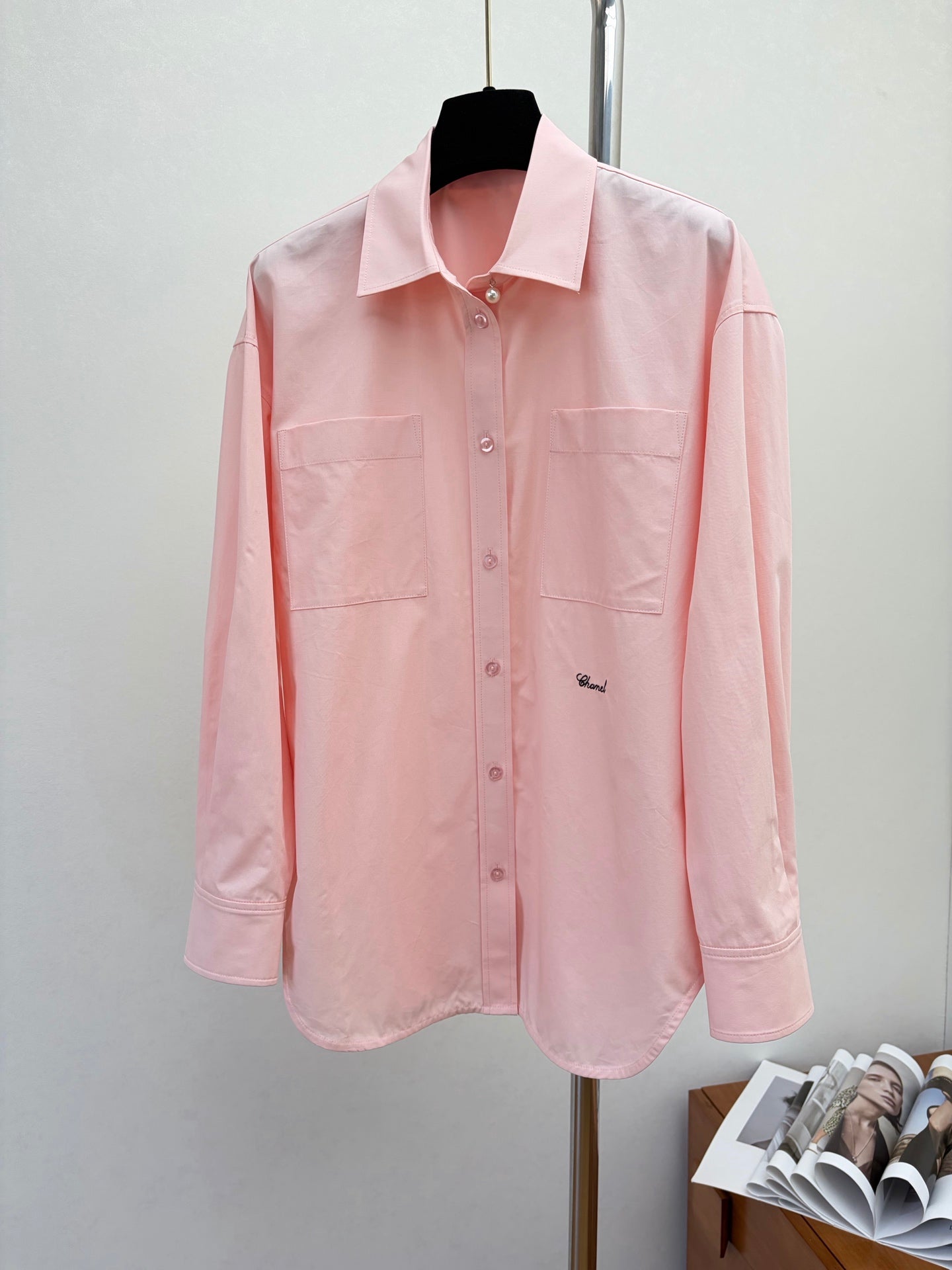 🔥Highest Quality🔥26SS NEW show style double pocket silk cotton pink shirt