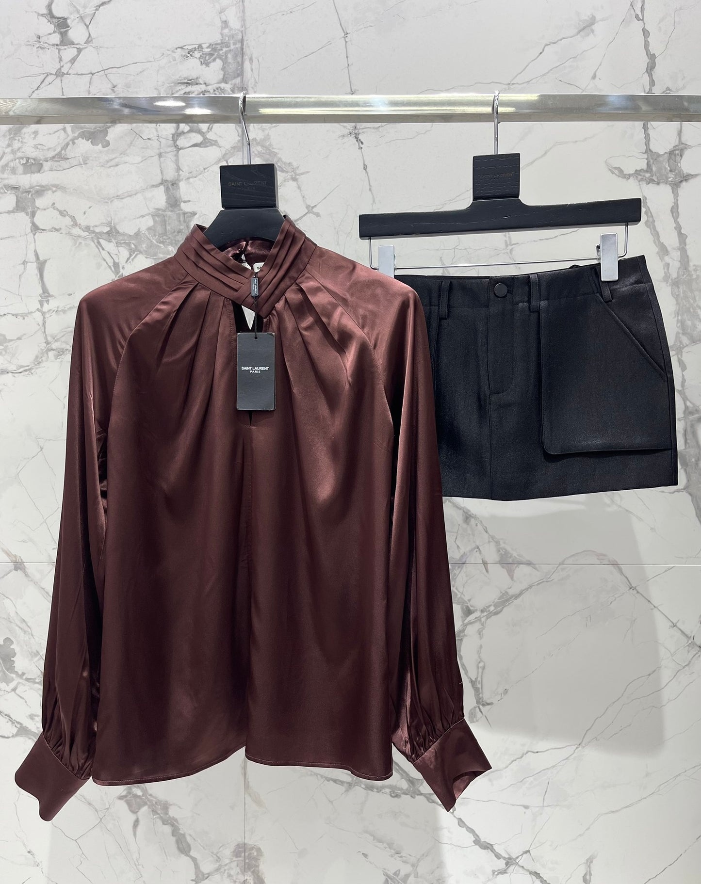 🔥Highest Quality🔥26SS NEW Hollow neckline patchwork balloon sleeve shirt