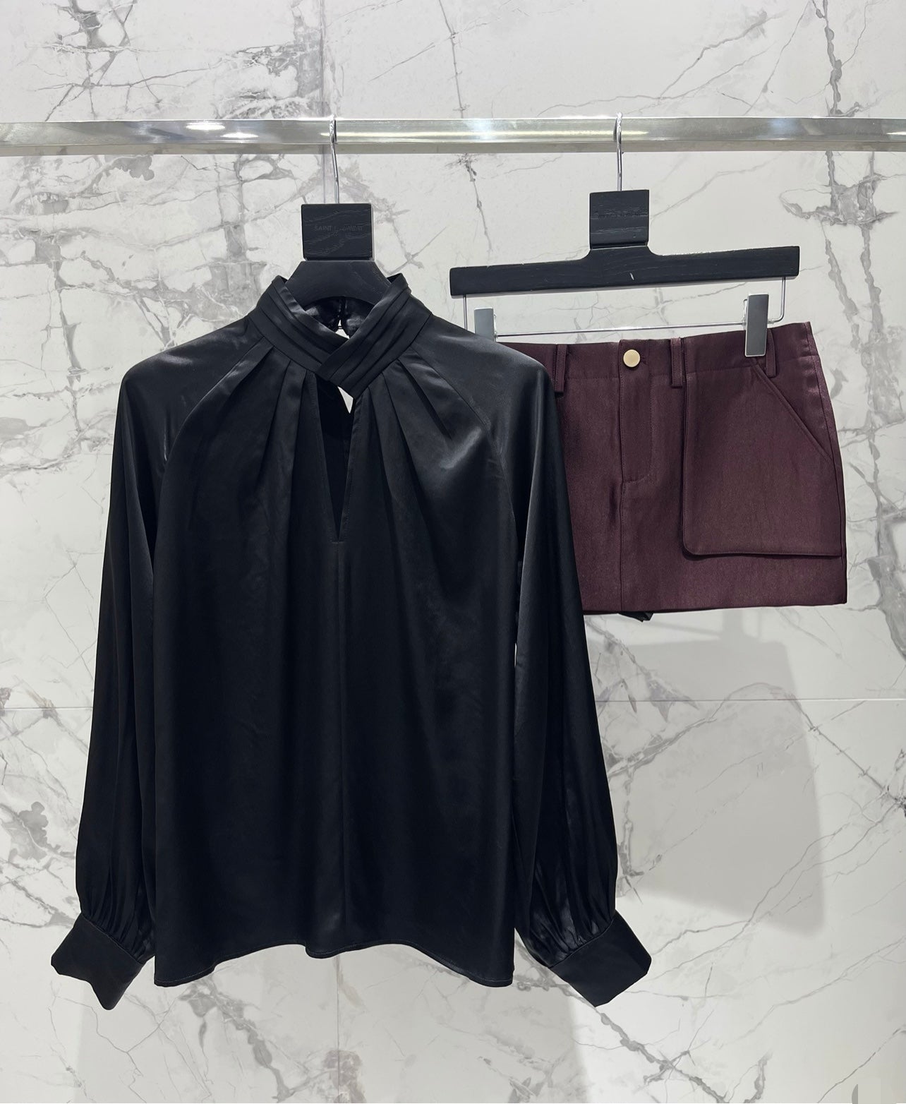 🔥Highest Quality🔥26SS NEW Hollow neckline patchwork balloon sleeve shirt