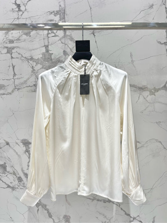 🔥Highest Quality🔥26SS NEW Hollow neckline patchwork balloon sleeve shirt