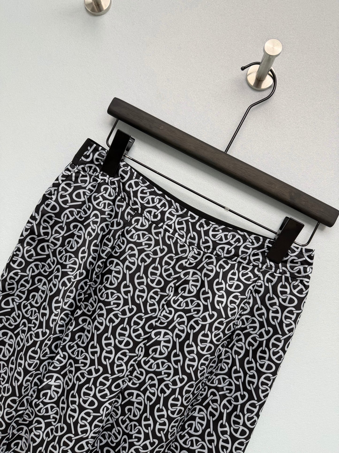 26SS NEW silk pig nose print wide leg pants
