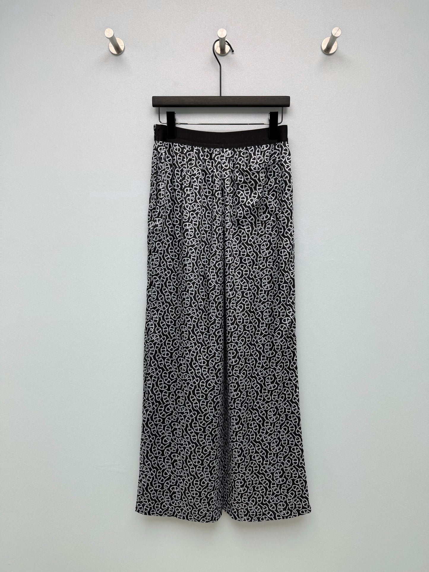 26SS NEW silk pig nose print wide leg pants