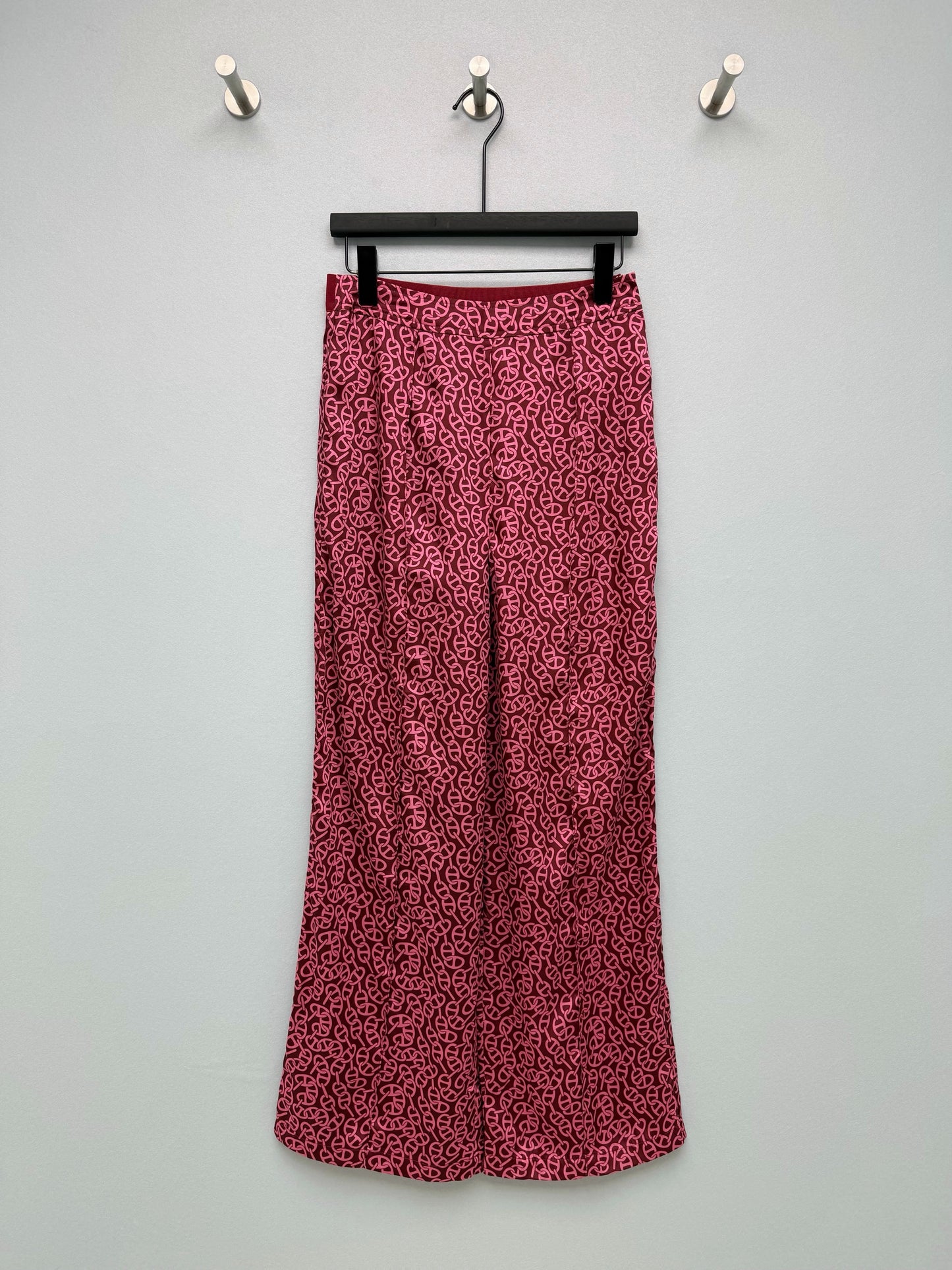 26SS NEW silk pig nose print wide leg pants
