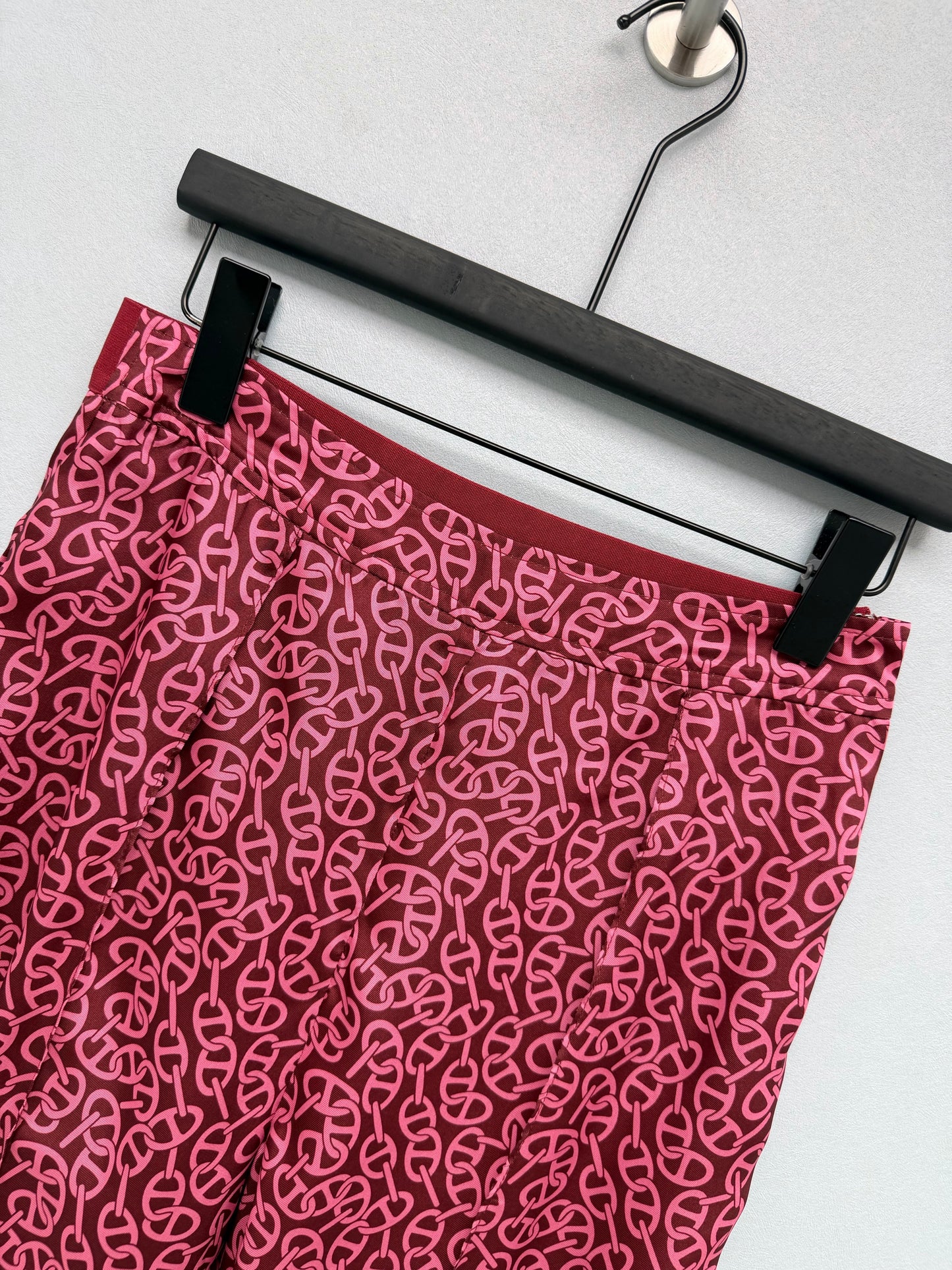 26SS NEW silk pig nose print wide leg pants