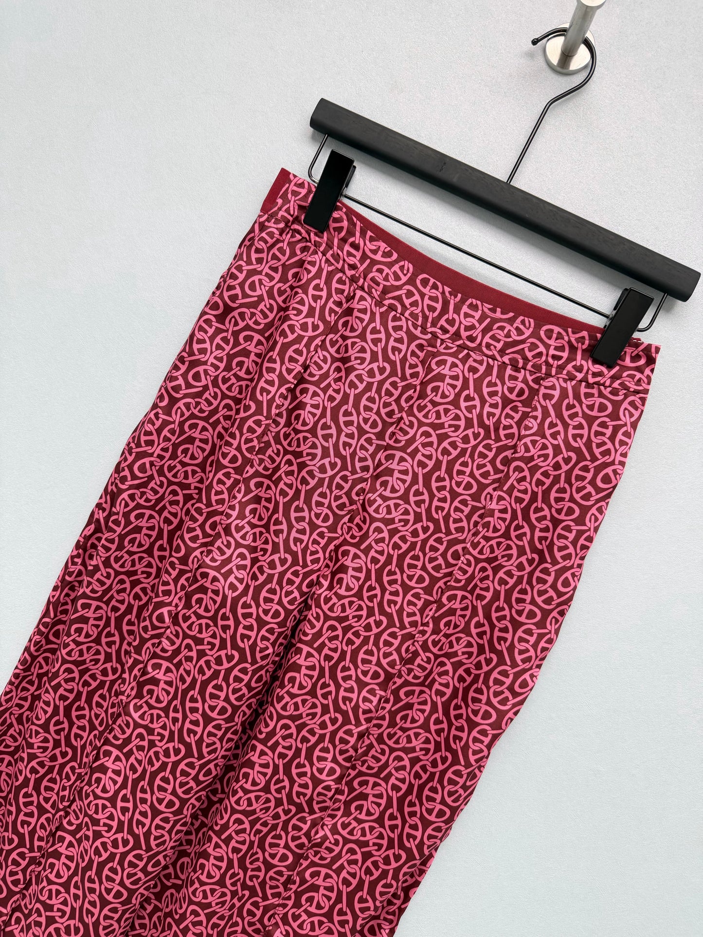 26SS NEW silk pig nose print wide leg pants