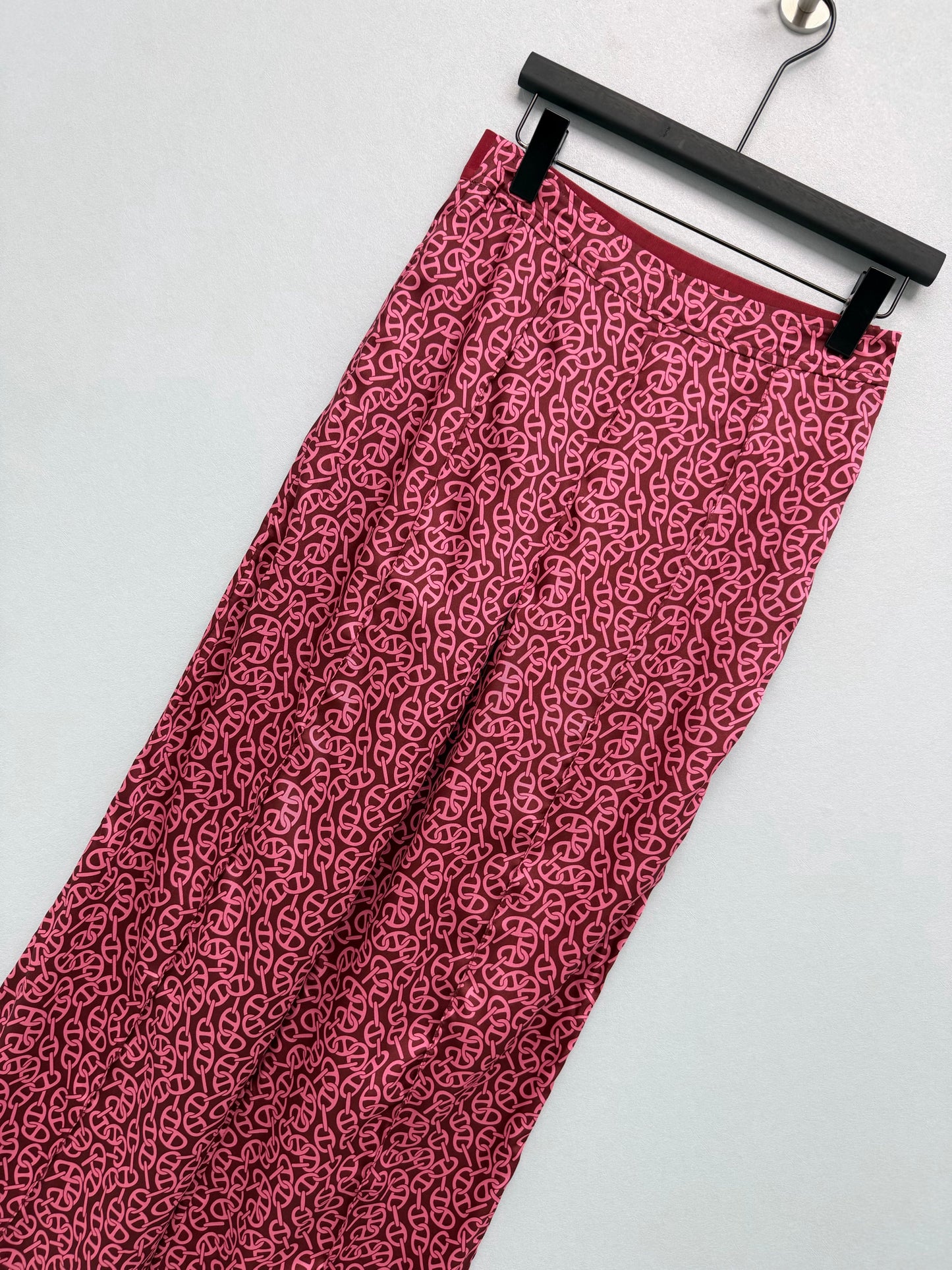 26SS NEW silk pig nose print wide leg pants