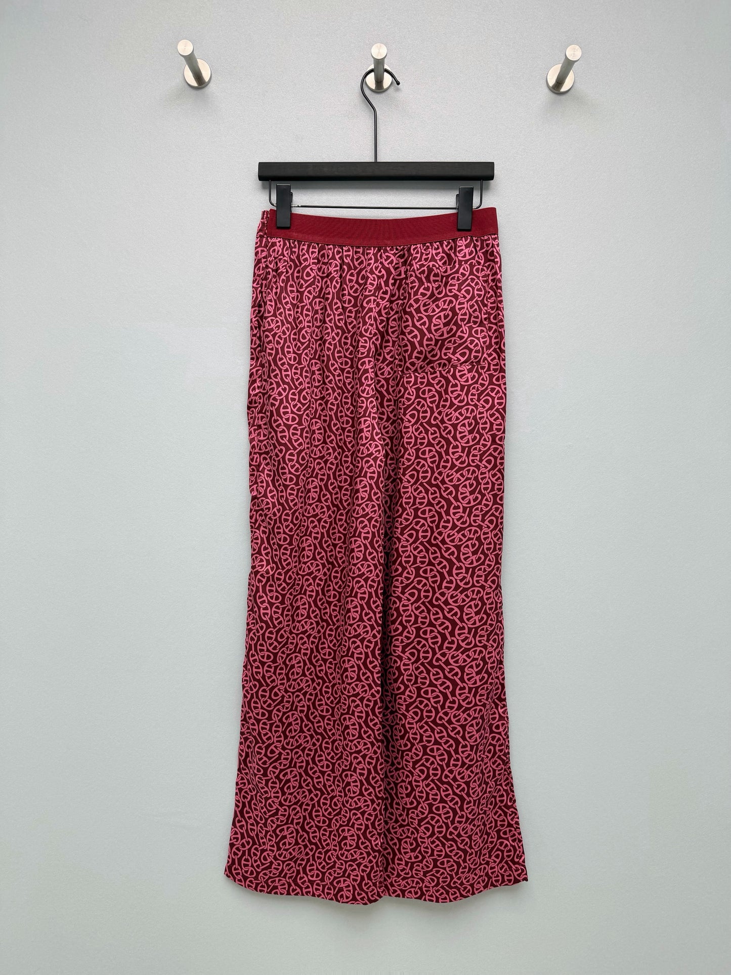 26SS NEW silk pig nose print wide leg pants