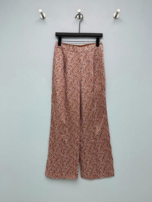 26SS NEW silk pig nose print wide leg pants