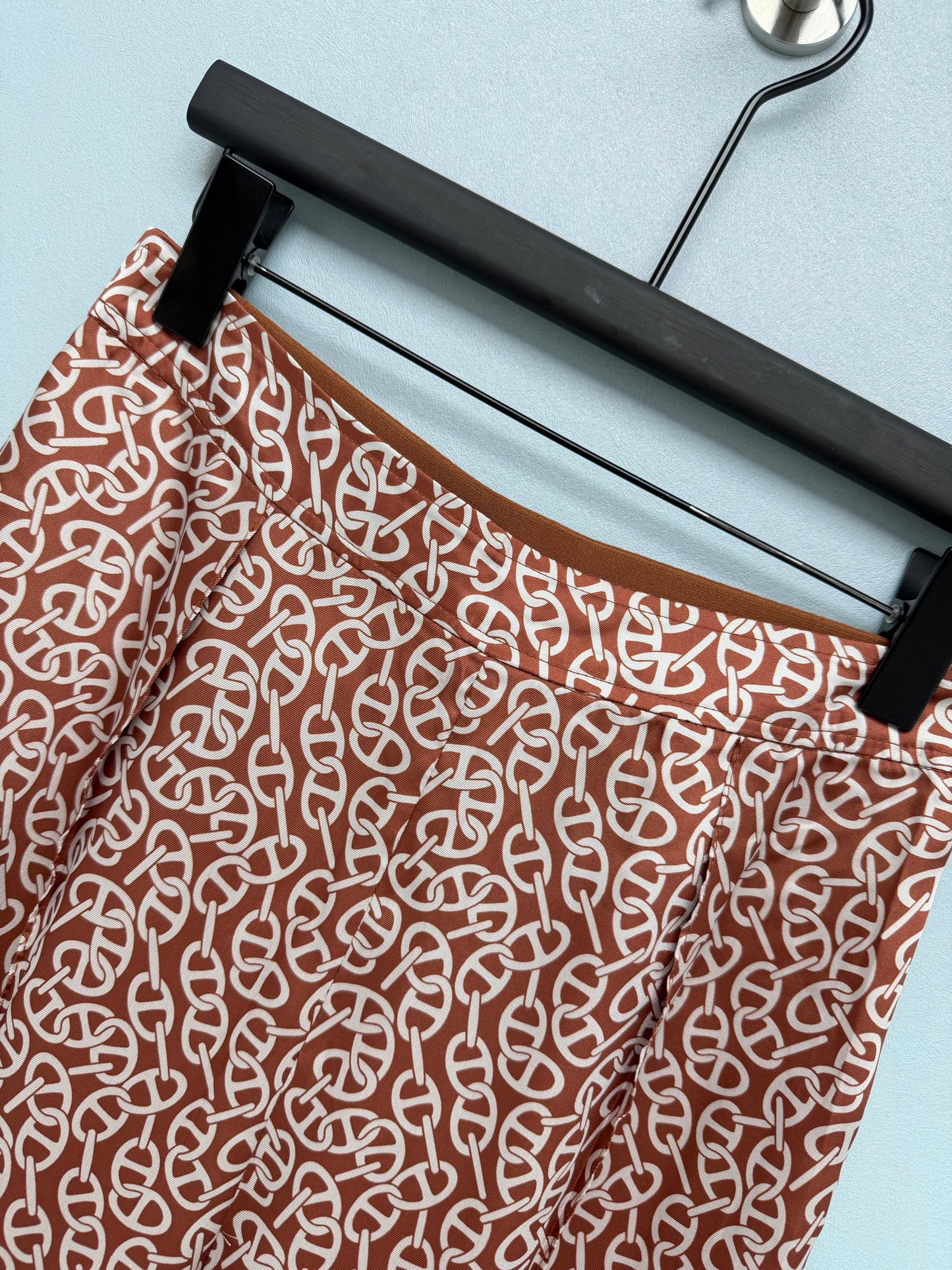 26SS NEW silk pig nose print wide leg pants