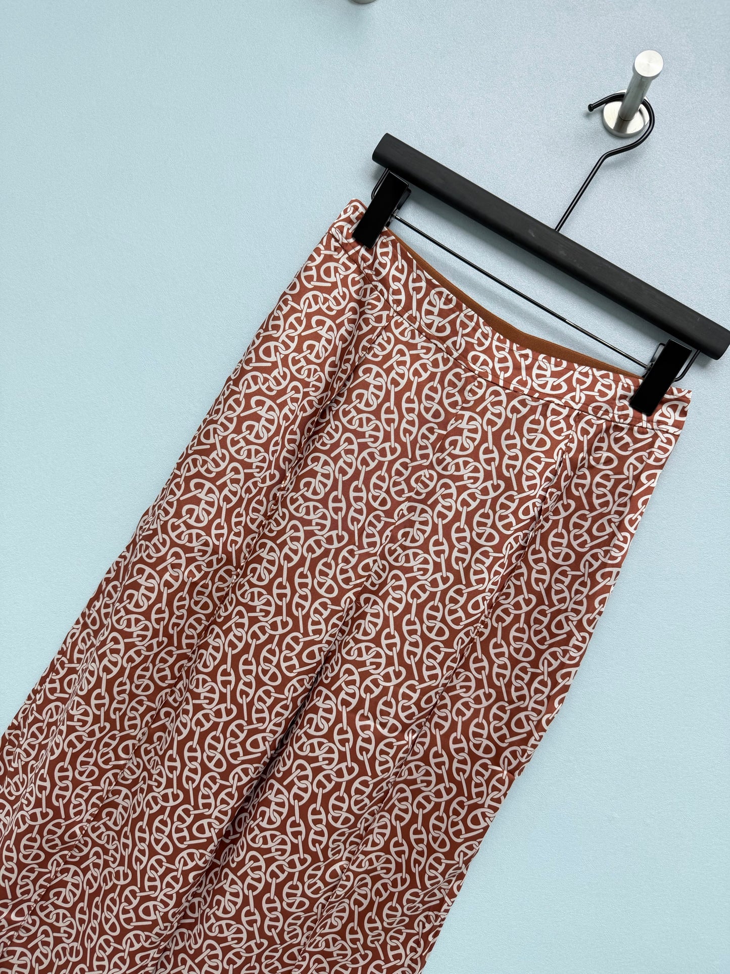 26SS NEW silk pig nose print wide leg pants