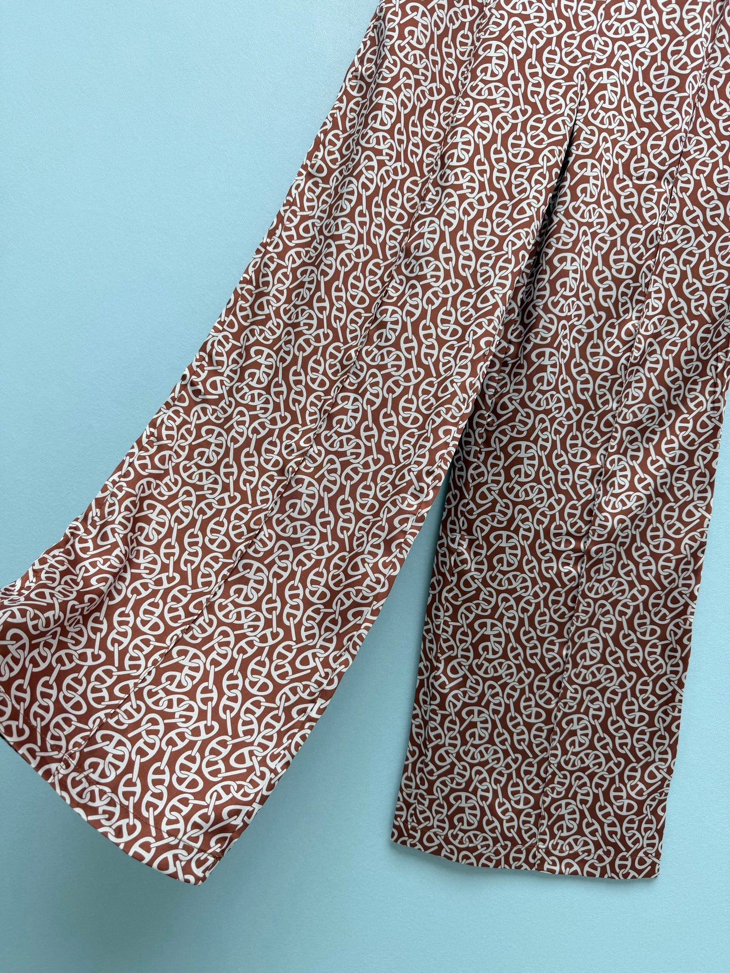 26SS NEW silk pig nose print wide leg pants