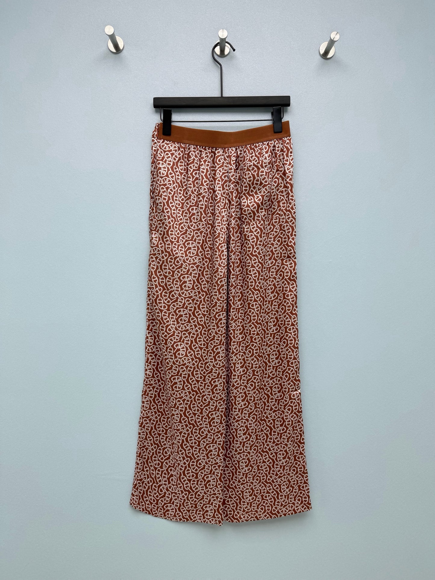 26SS NEW silk pig nose print wide leg pants