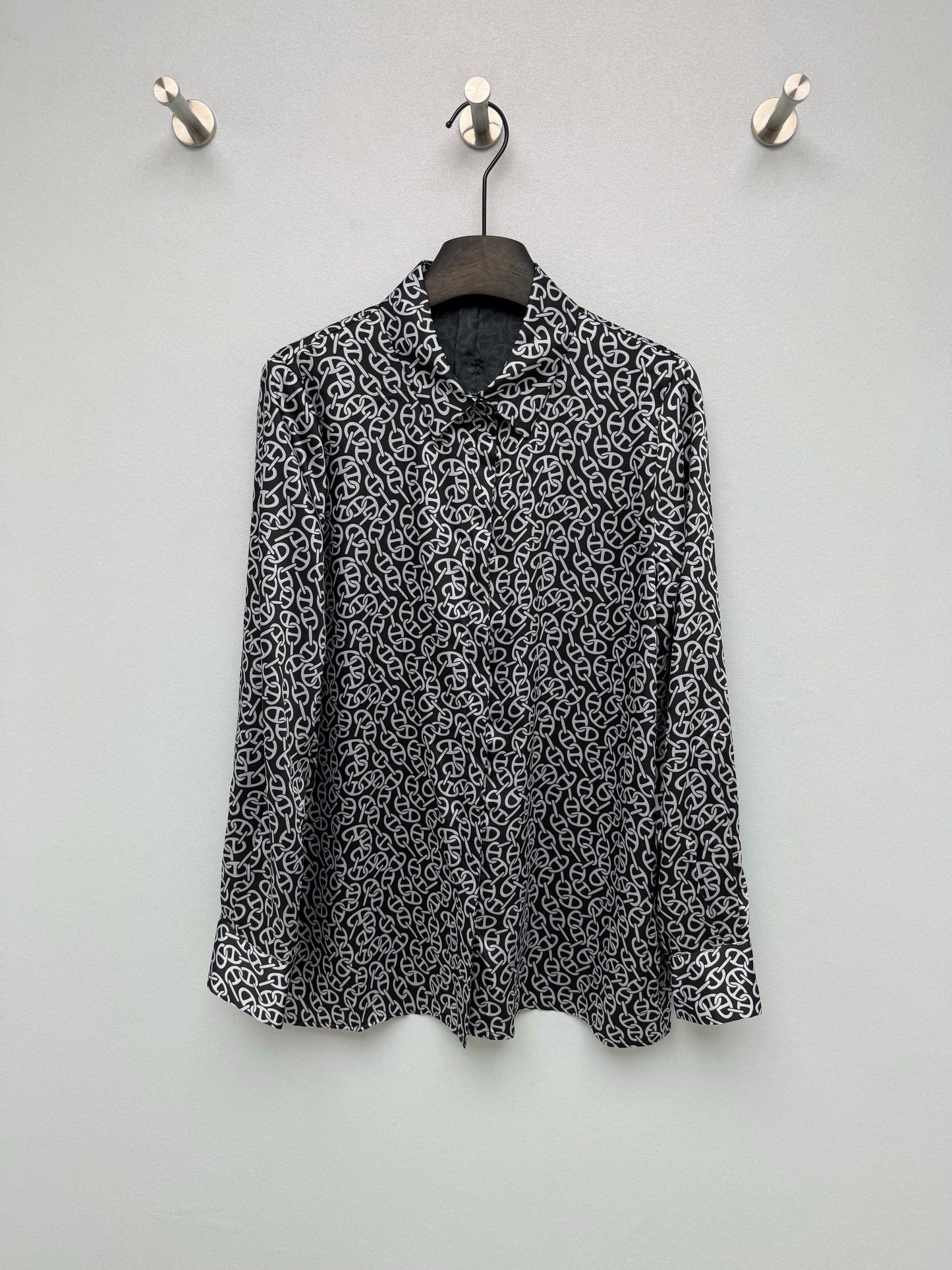 26SS NEW Silk pig nose print lapel long sleeve shirt