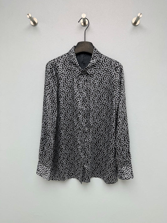 26SS NEW Silk pig nose print lapel long sleeve shirt