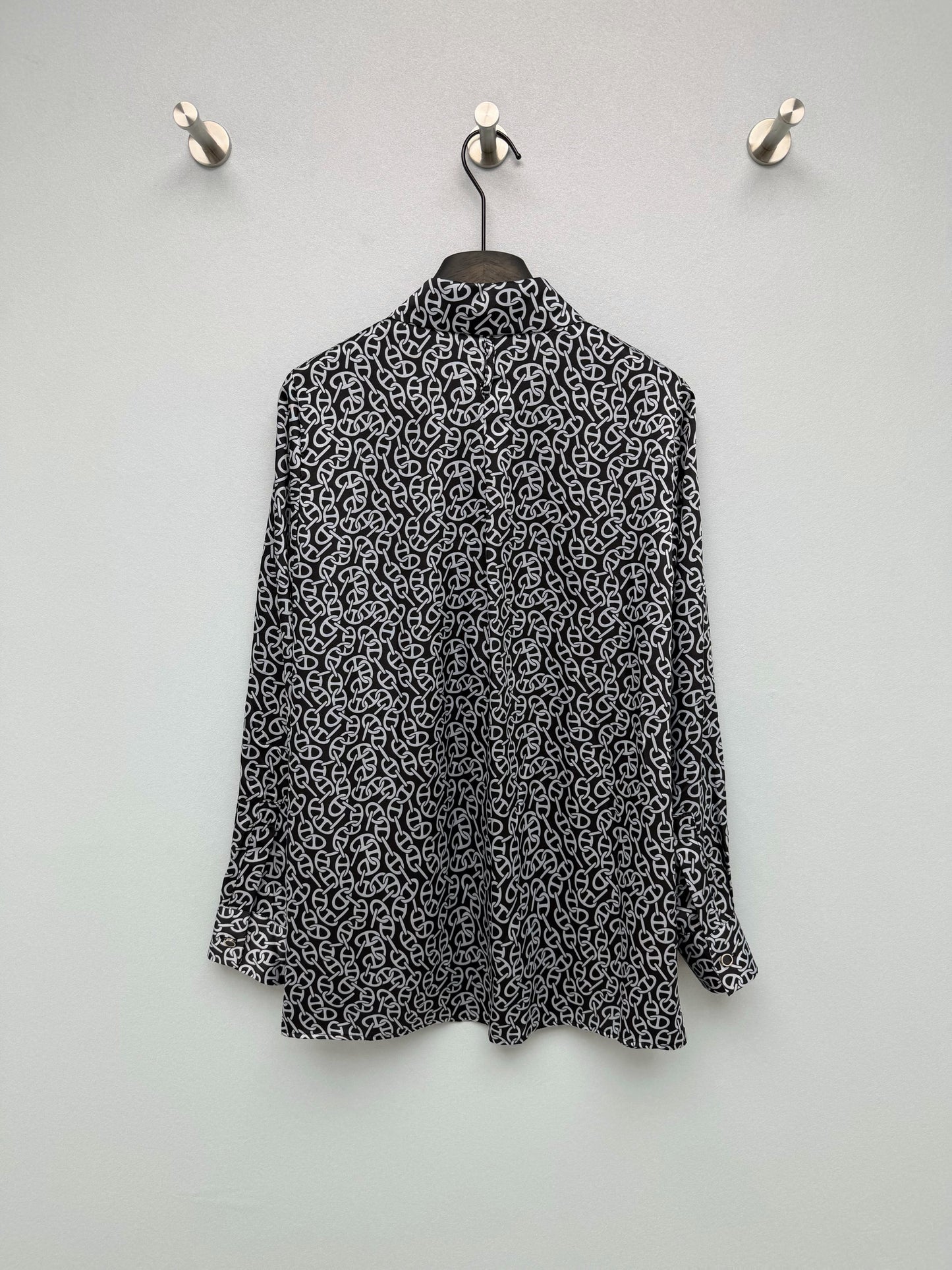 26SS NEW Silk pig nose print lapel long sleeve shirt