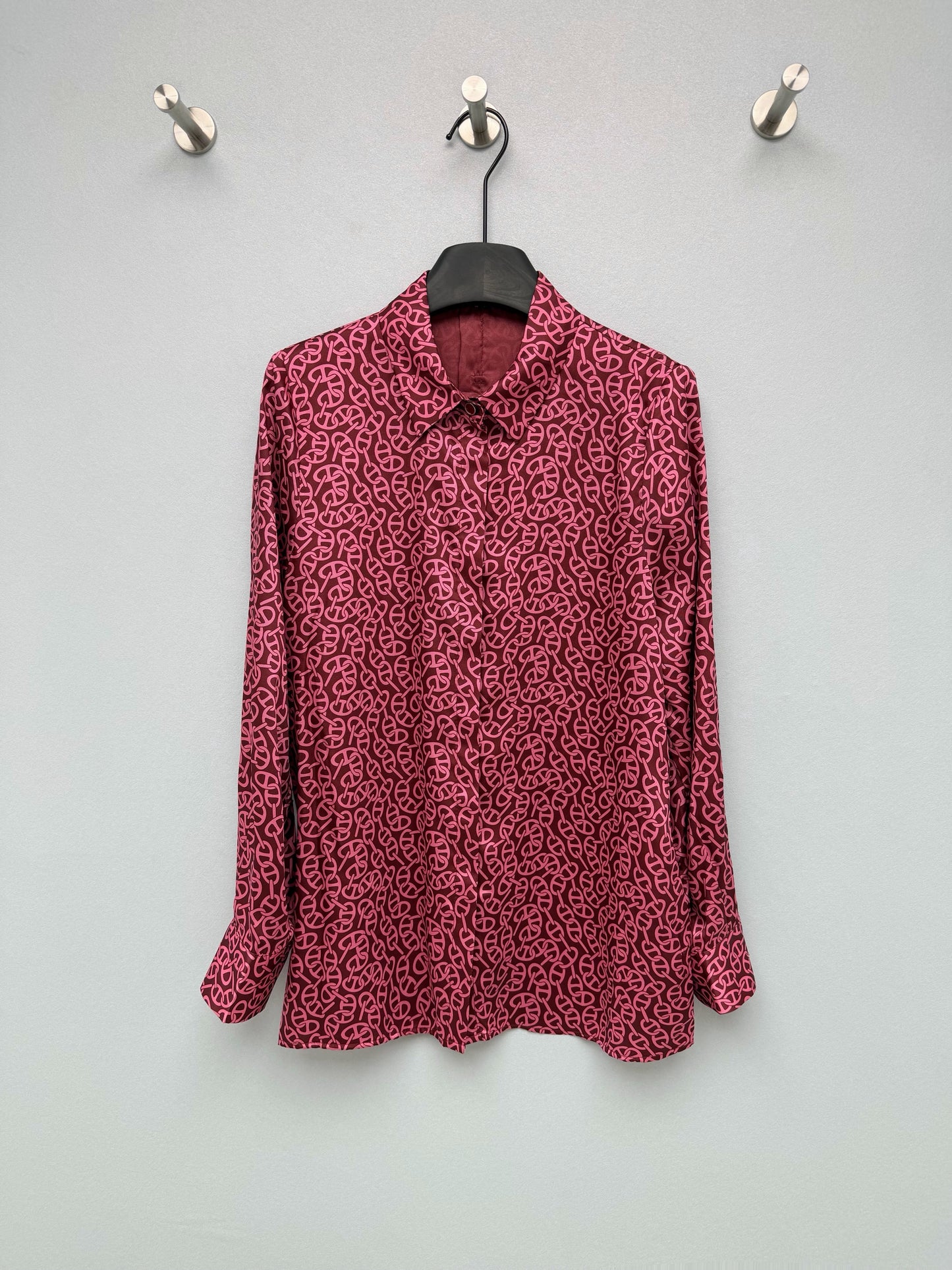 26SS NEW Silk pig nose print lapel long sleeve shirt