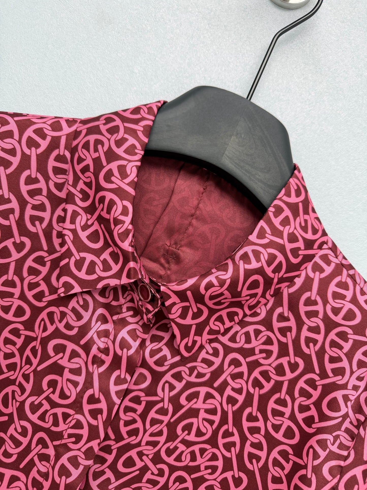 26SS NEW Silk pig nose print lapel long sleeve shirt