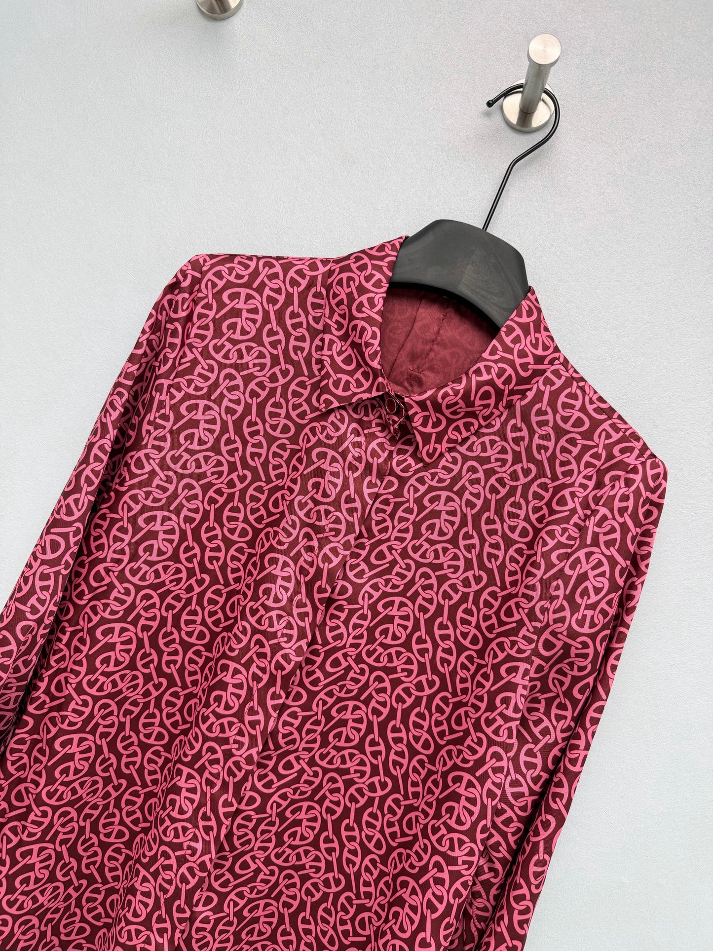 26SS NEW Silk pig nose print lapel long sleeve shirt