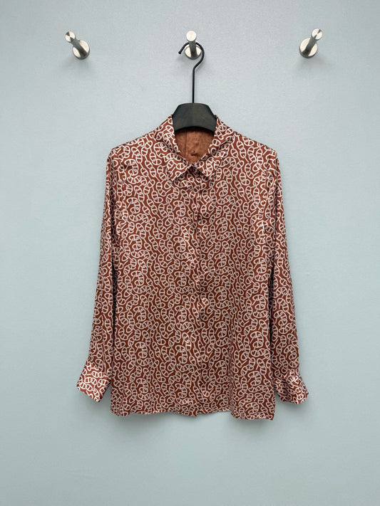 26SS NEW Silk pig nose print lapel long sleeve shirt