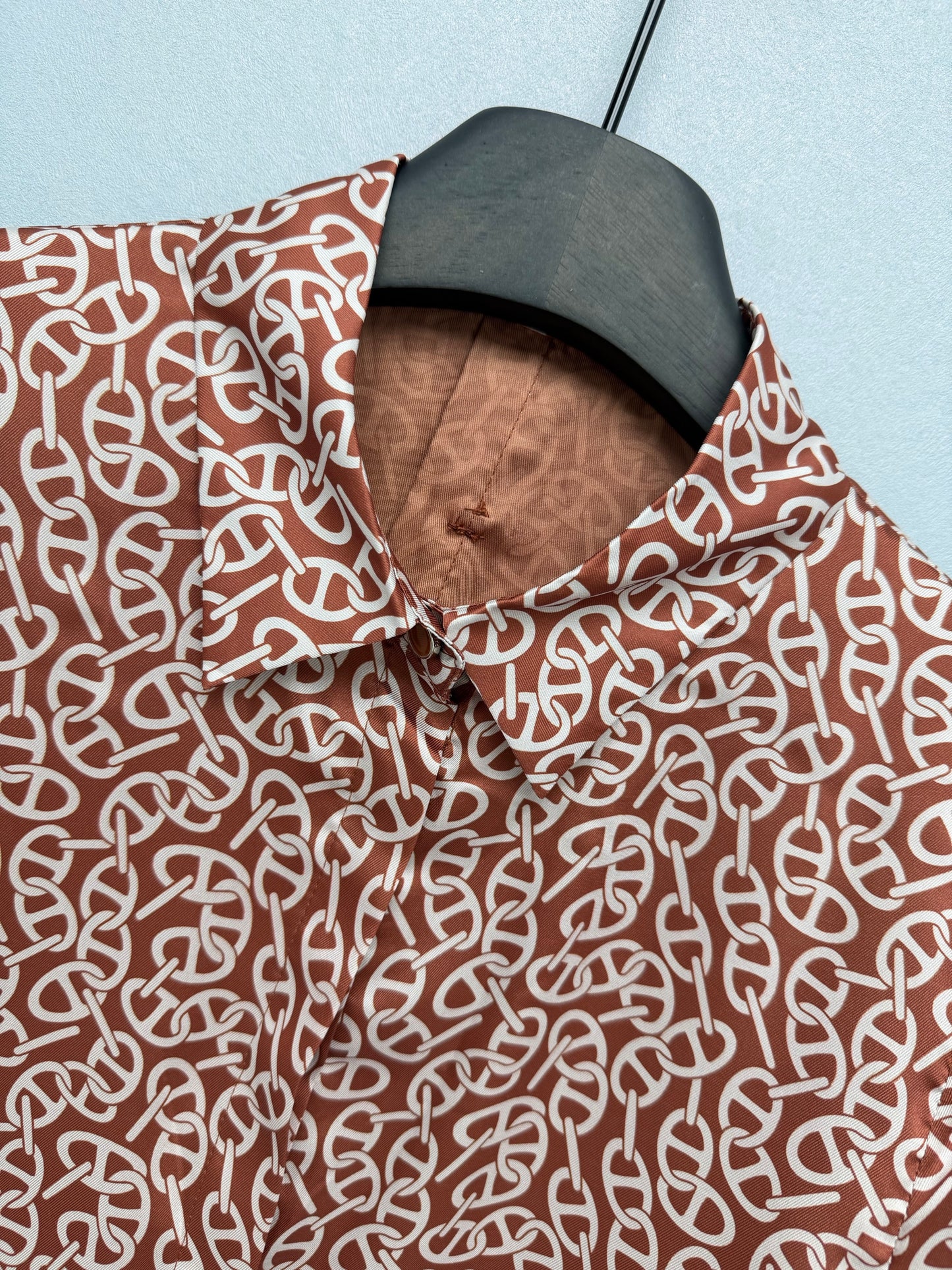 26SS NEW Silk pig nose print lapel long sleeve shirt