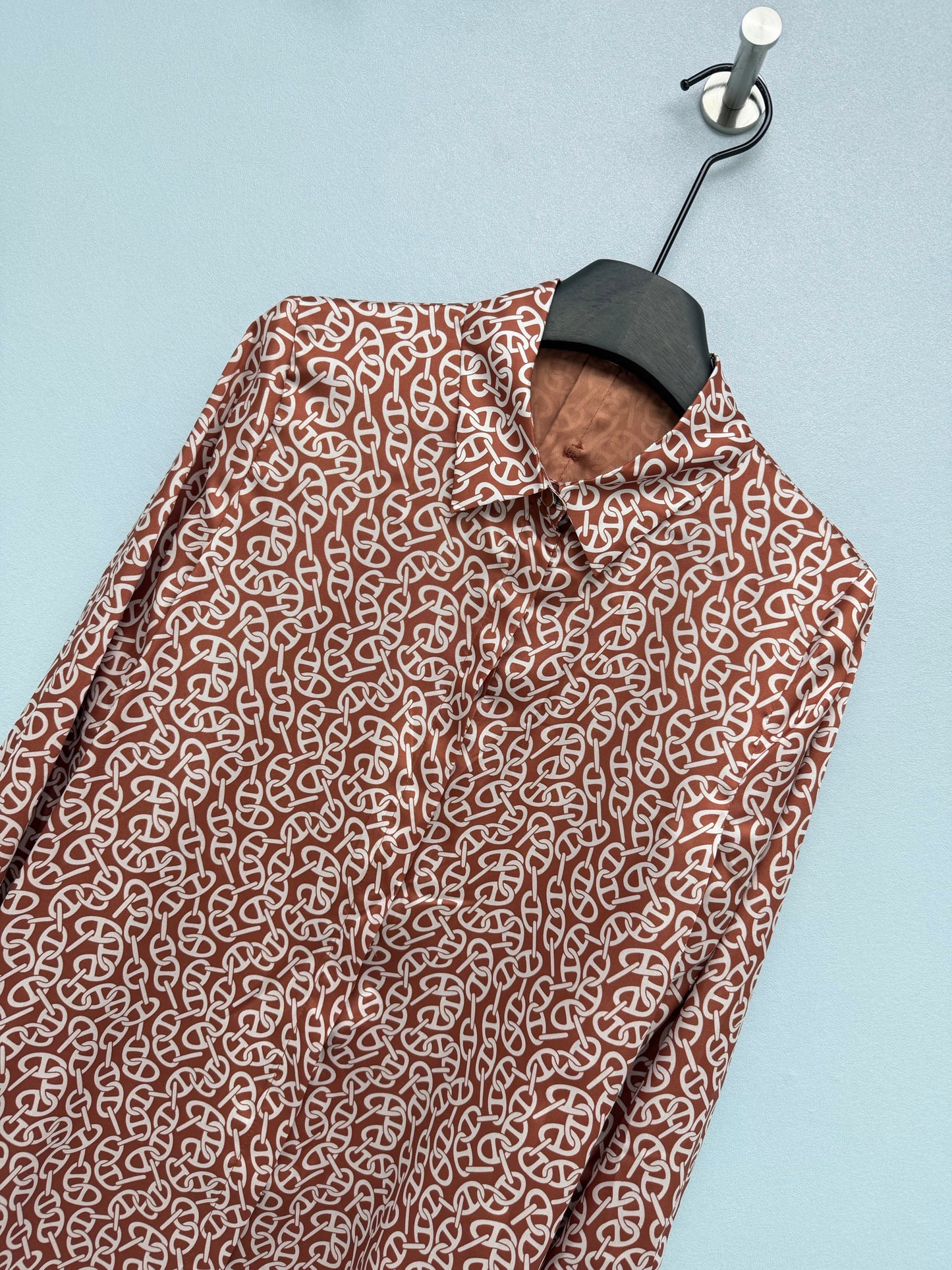 26SS NEW Silk pig nose print lapel long sleeve shirt