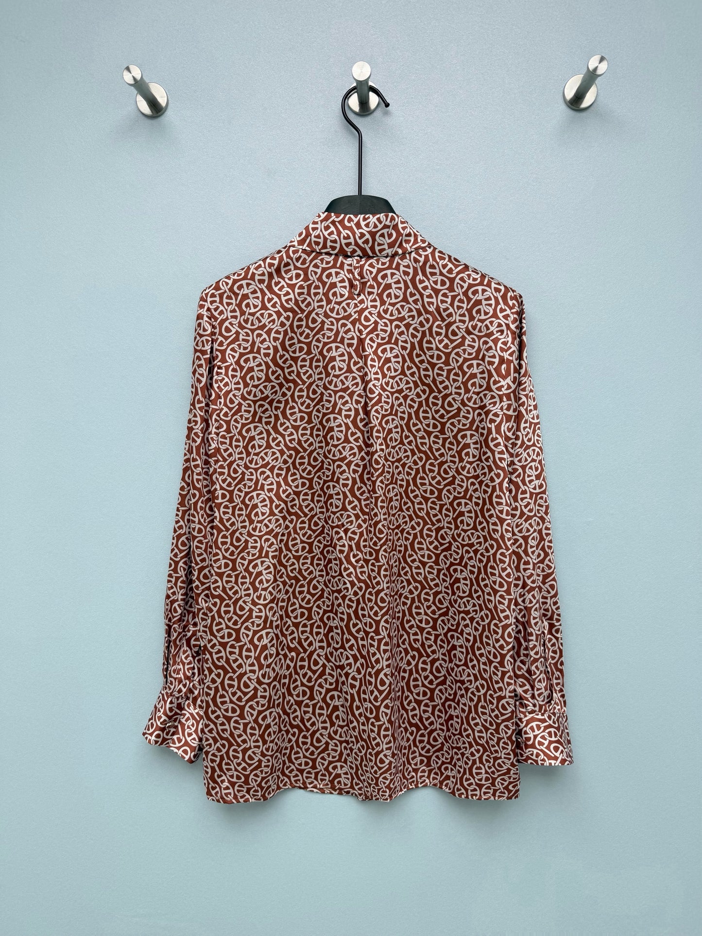 26SS NEW Silk pig nose print lapel long sleeve shirt