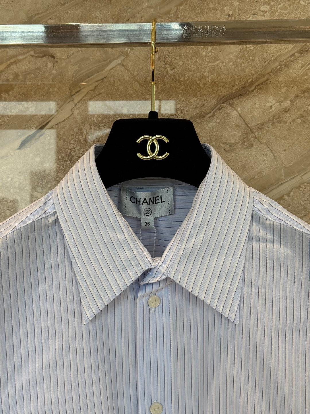 🔥Highest Quality🔥26SS NEW blue and white vertical striped short lapel shirt
