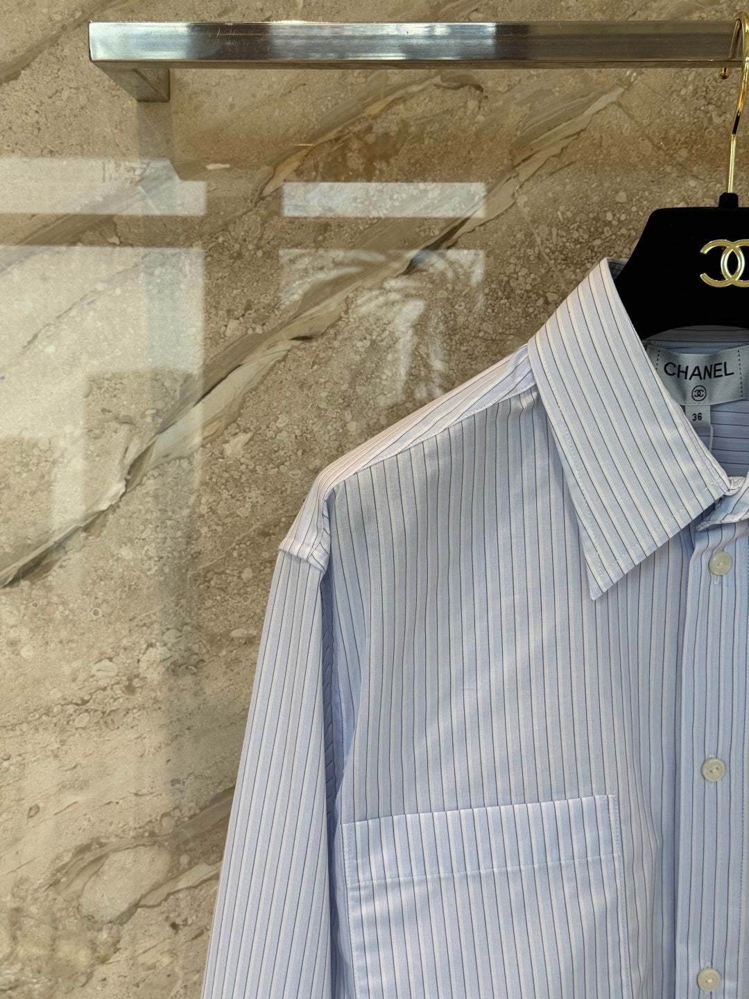 🔥Highest Quality🔥26SS NEW blue and white vertical striped short lapel shirt