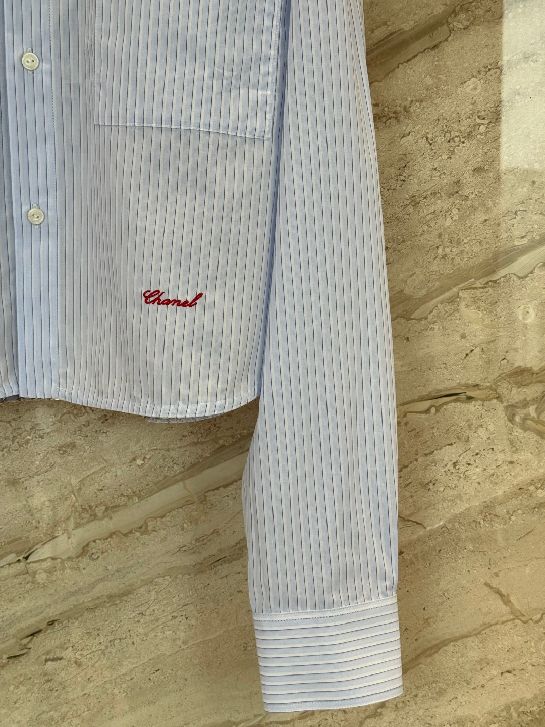 🔥Highest Quality🔥26SS NEW blue and white vertical striped short lapel shirt