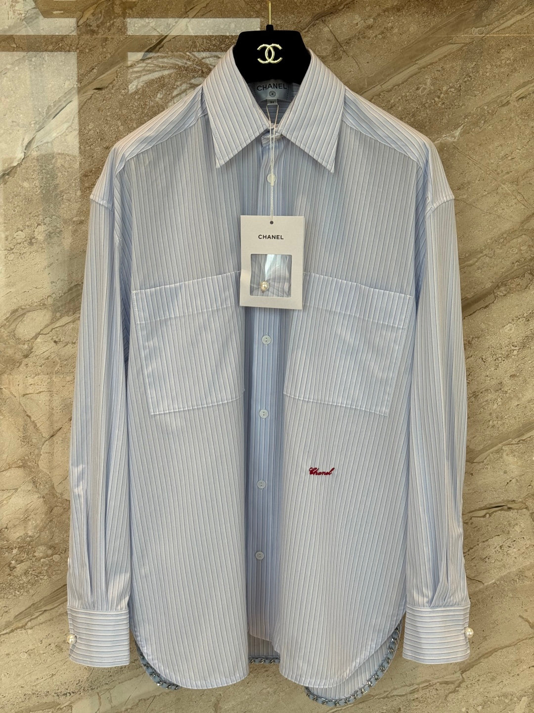 🔥Highest Quality🔥26SS NEW blue and white vertical striped swallowtail lapel shirt