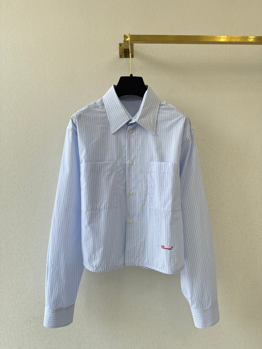 🔥HOT🔥26SS NEW blue and white vertical striped short lapel shirt