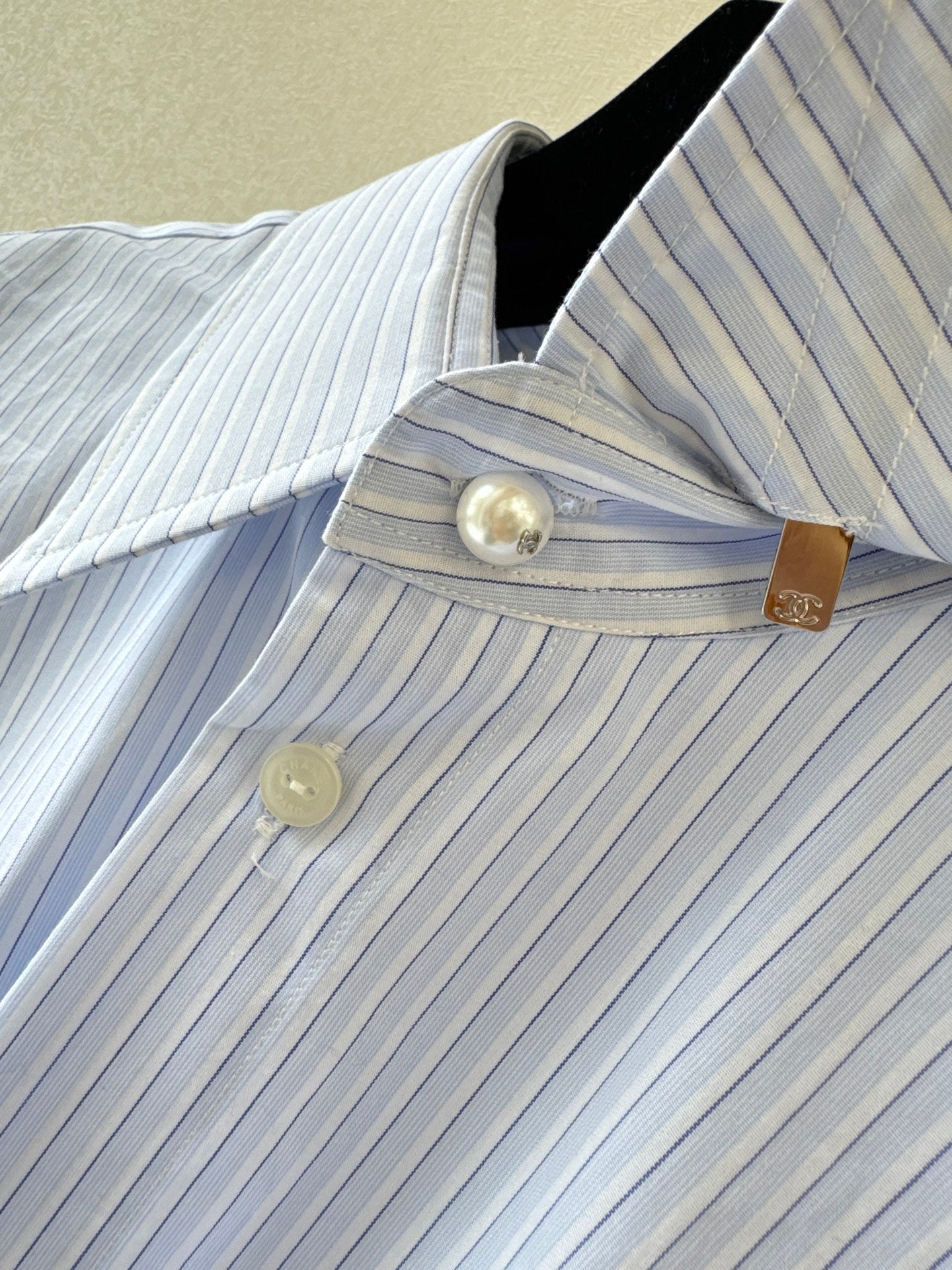 🔥HOT🔥26SS NEW blue and white vertical striped short lapel shirt
