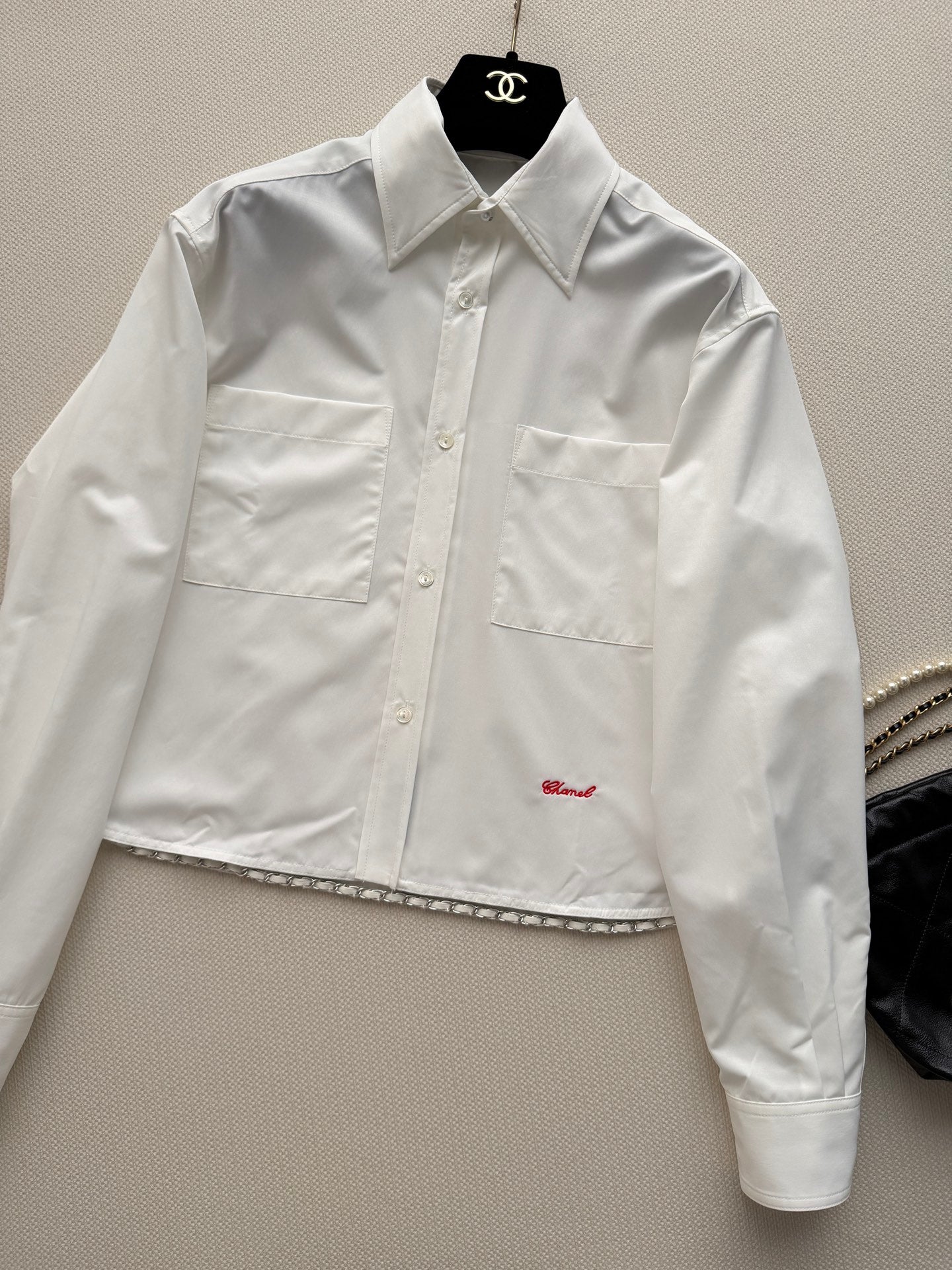 🔥Highest Quality🔥26SS NEW White double pocket long sleeve short shirt