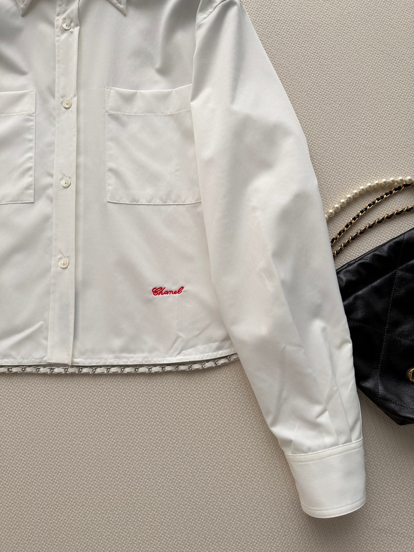 🔥Highest Quality🔥26SS NEW White double pocket long sleeve short shirt
