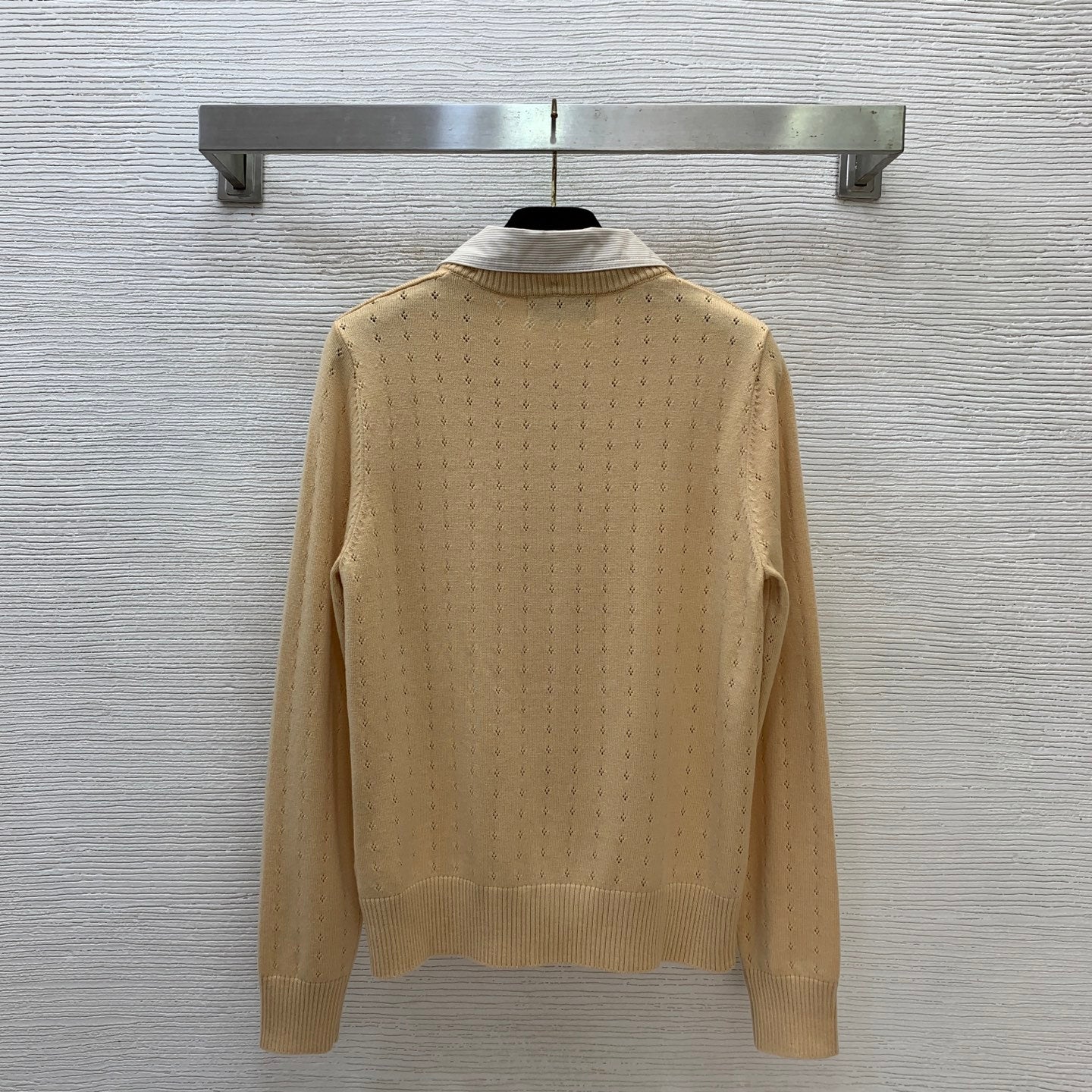 26SS NEW Striped collar button fly long-sleeved knitted cardigan