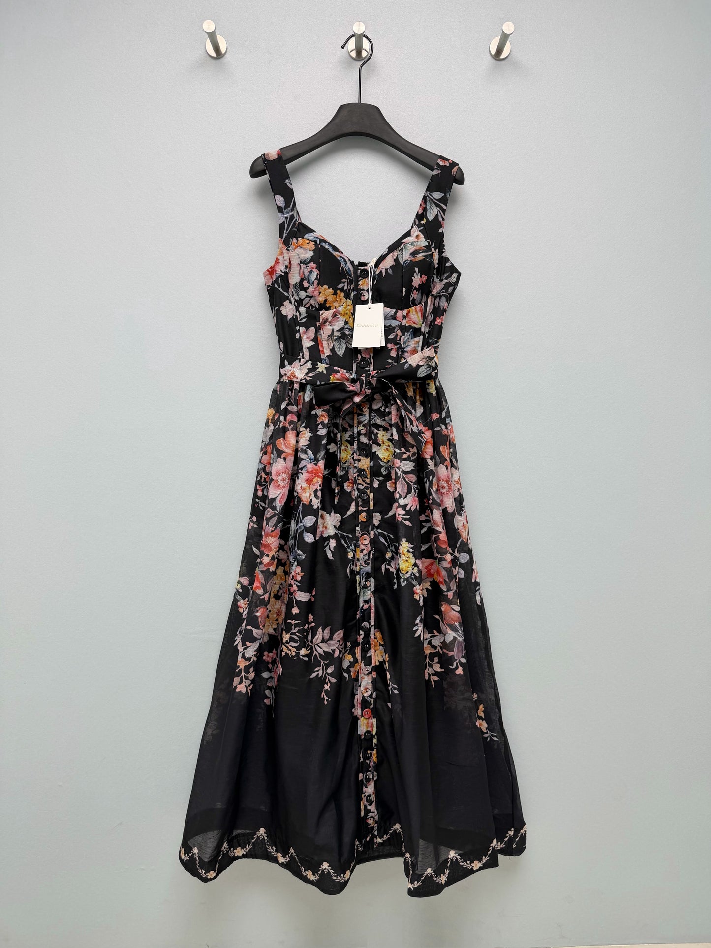 26SS NEW flower and bird print suspender dress