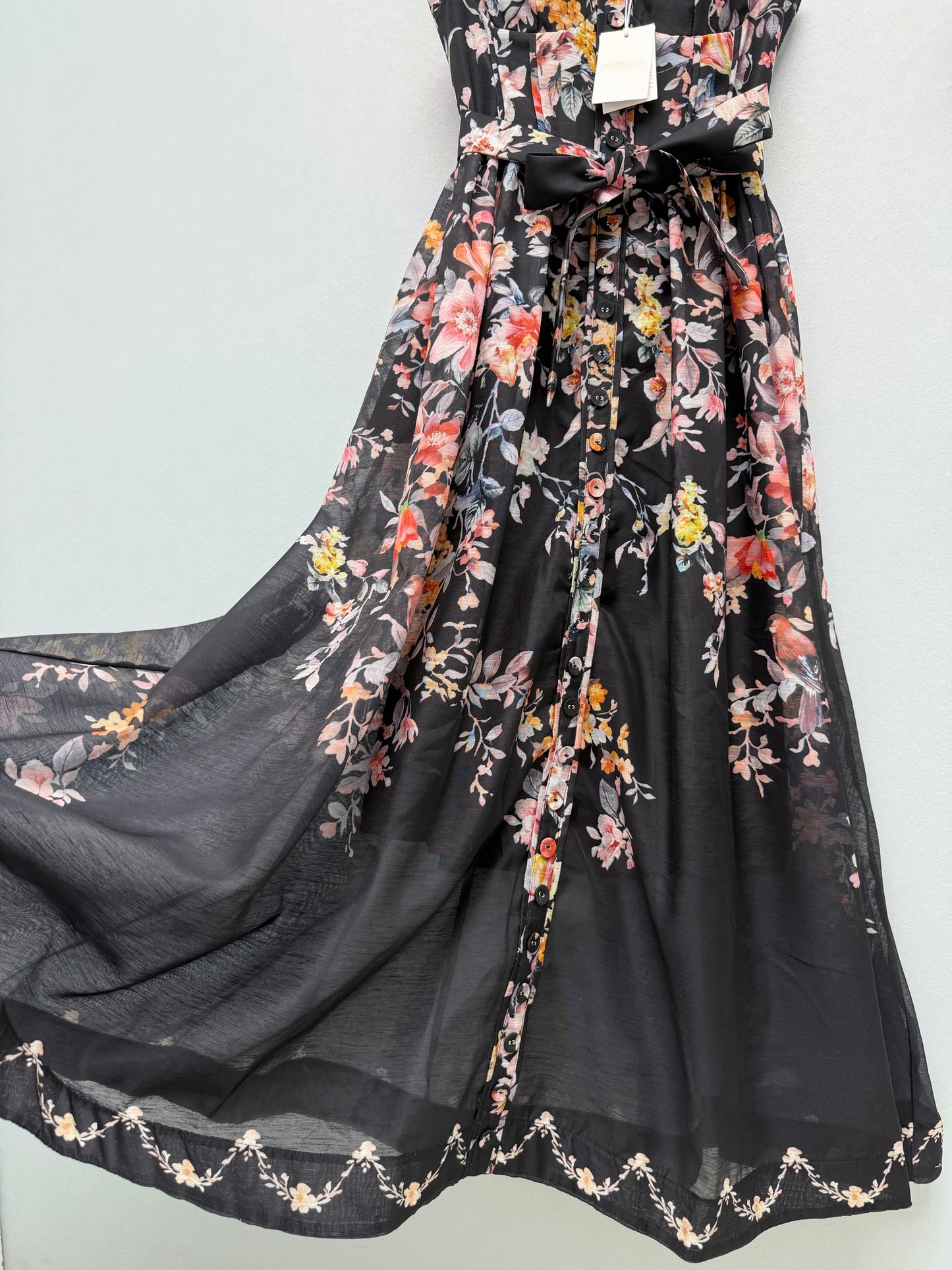 26SS NEW flower and bird print suspender dress