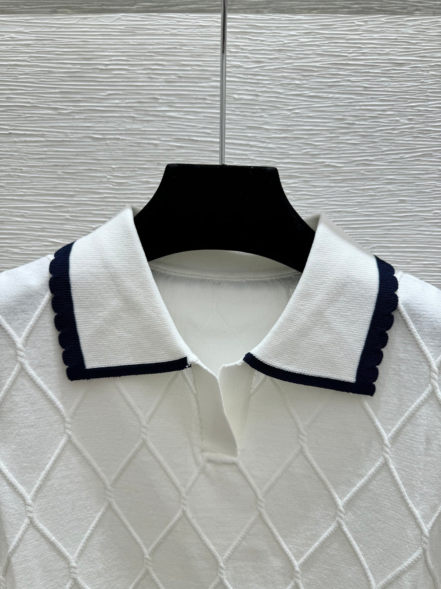 26SS NEW contrasting lapel diamond grid knitted vest